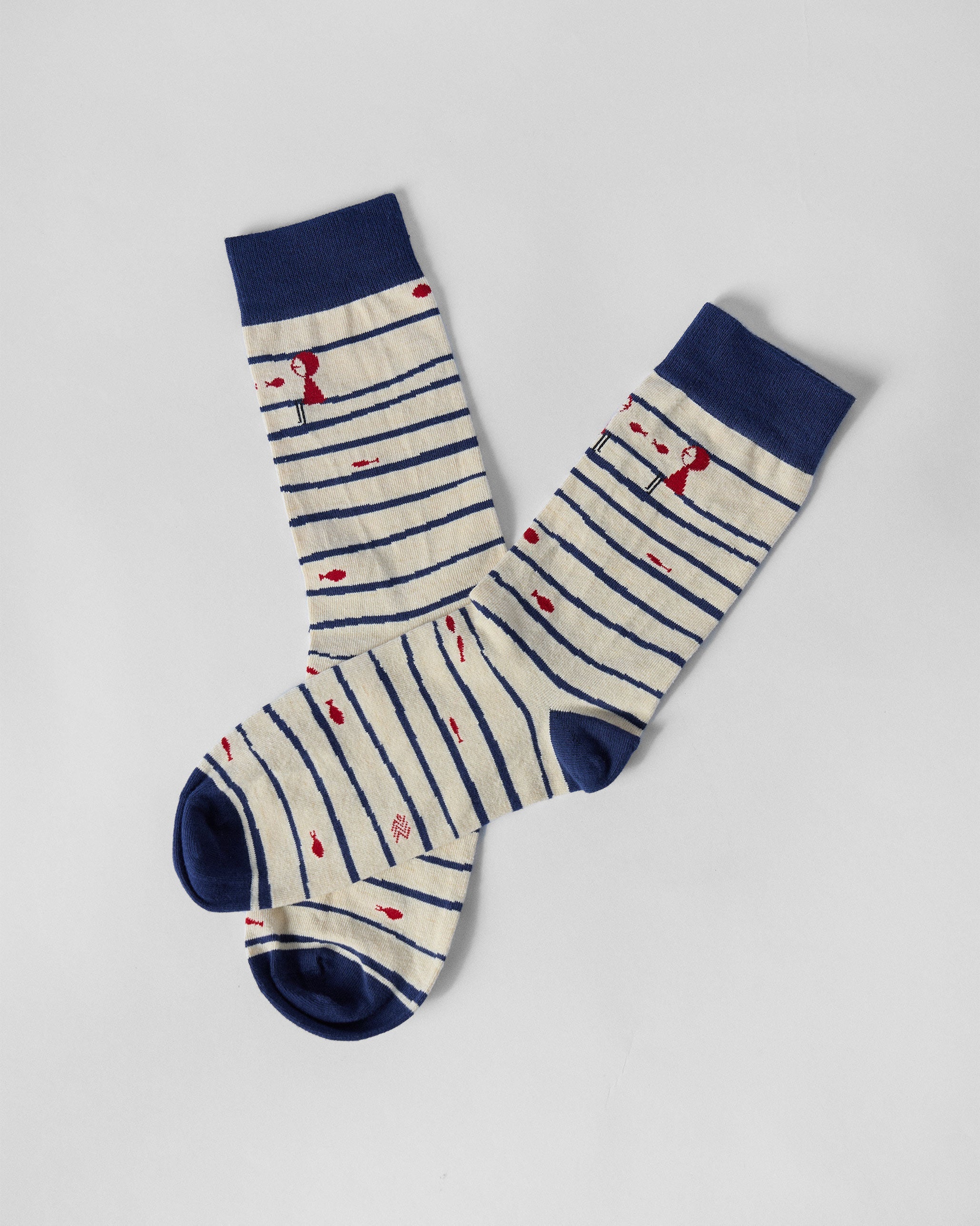 Go Fish Socks - Ivory & Riverside Blue