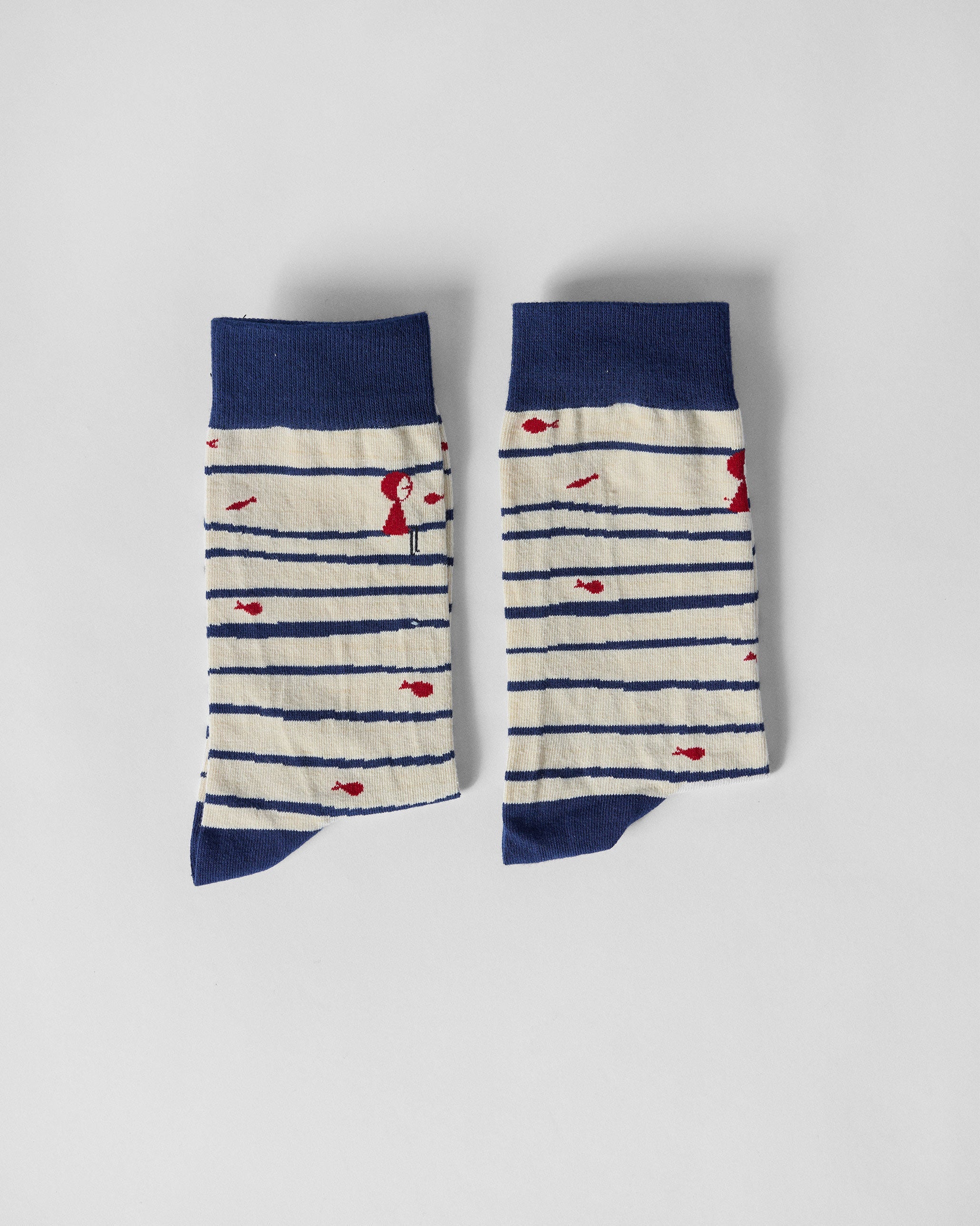 Go Fish Socks - Ivory & Riverside Blue