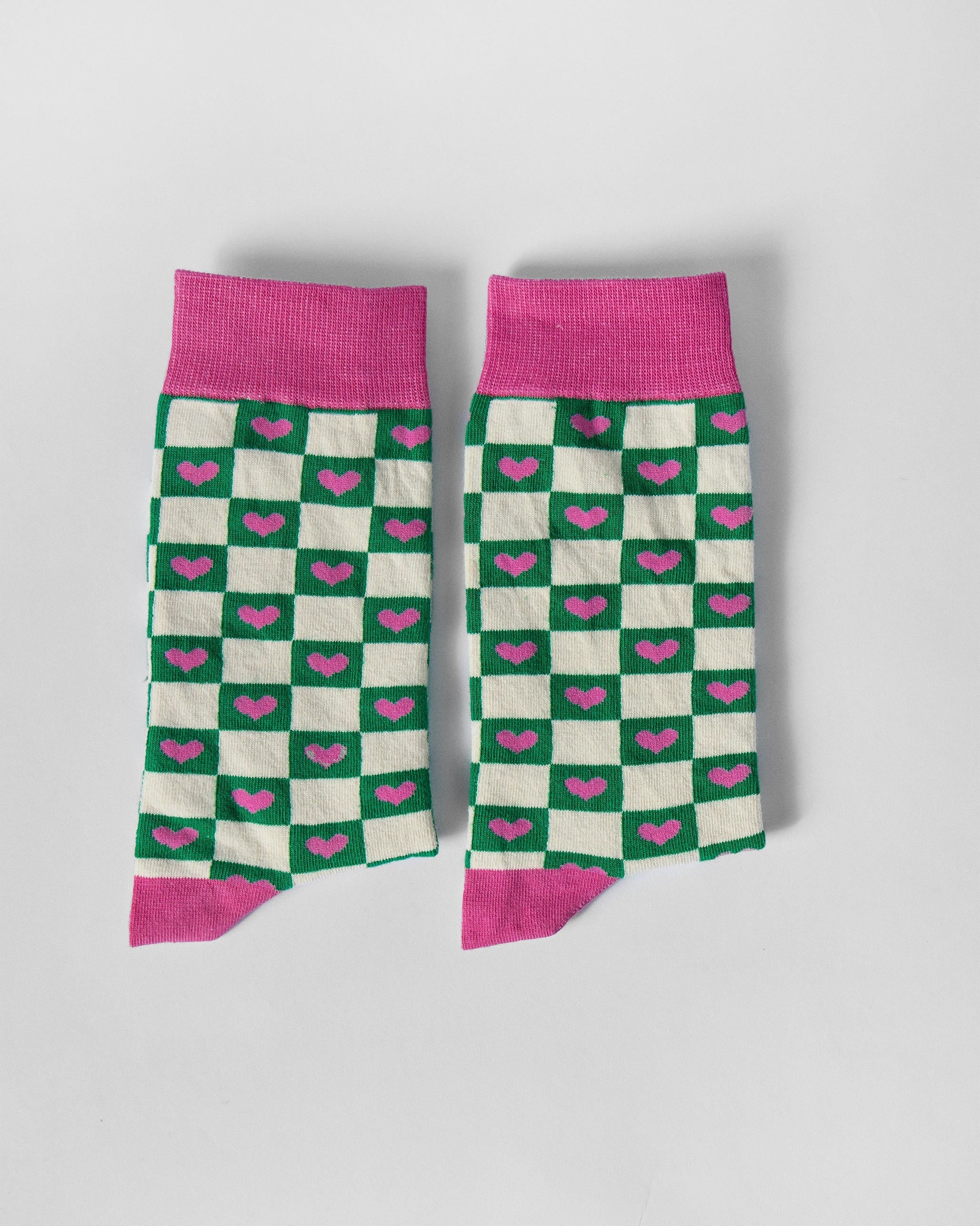 Checkers Socks - Green & Fuchsia