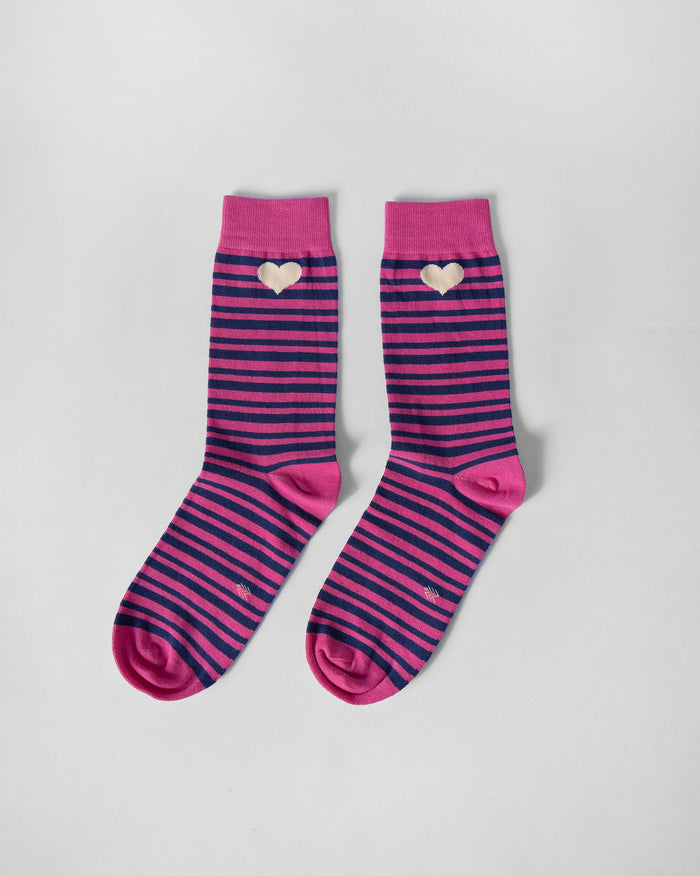 Thick & Thin Socks - Ice Blue & Fuchsia