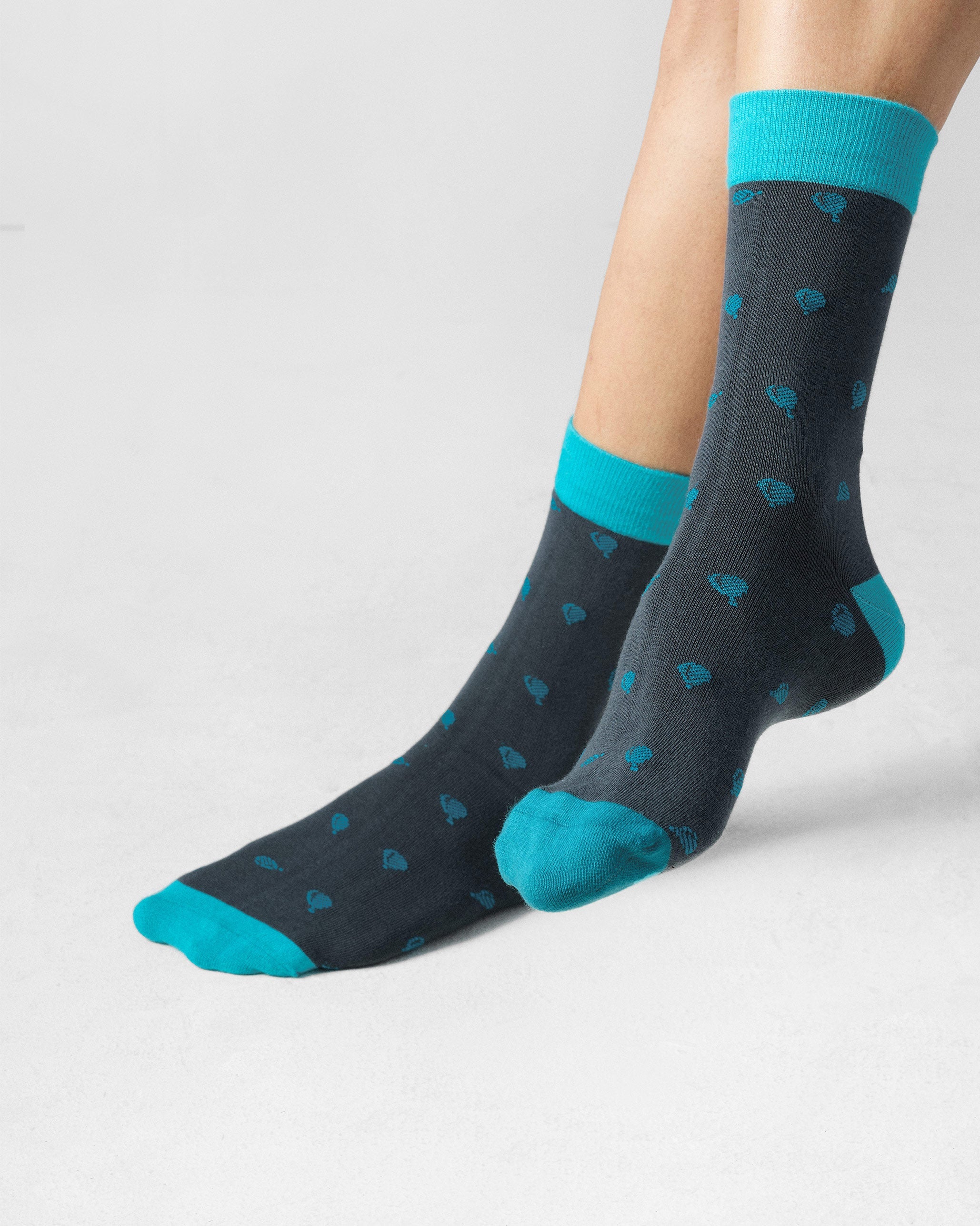 Men's Tile Pop Socks - Ice Blue & Charcoal