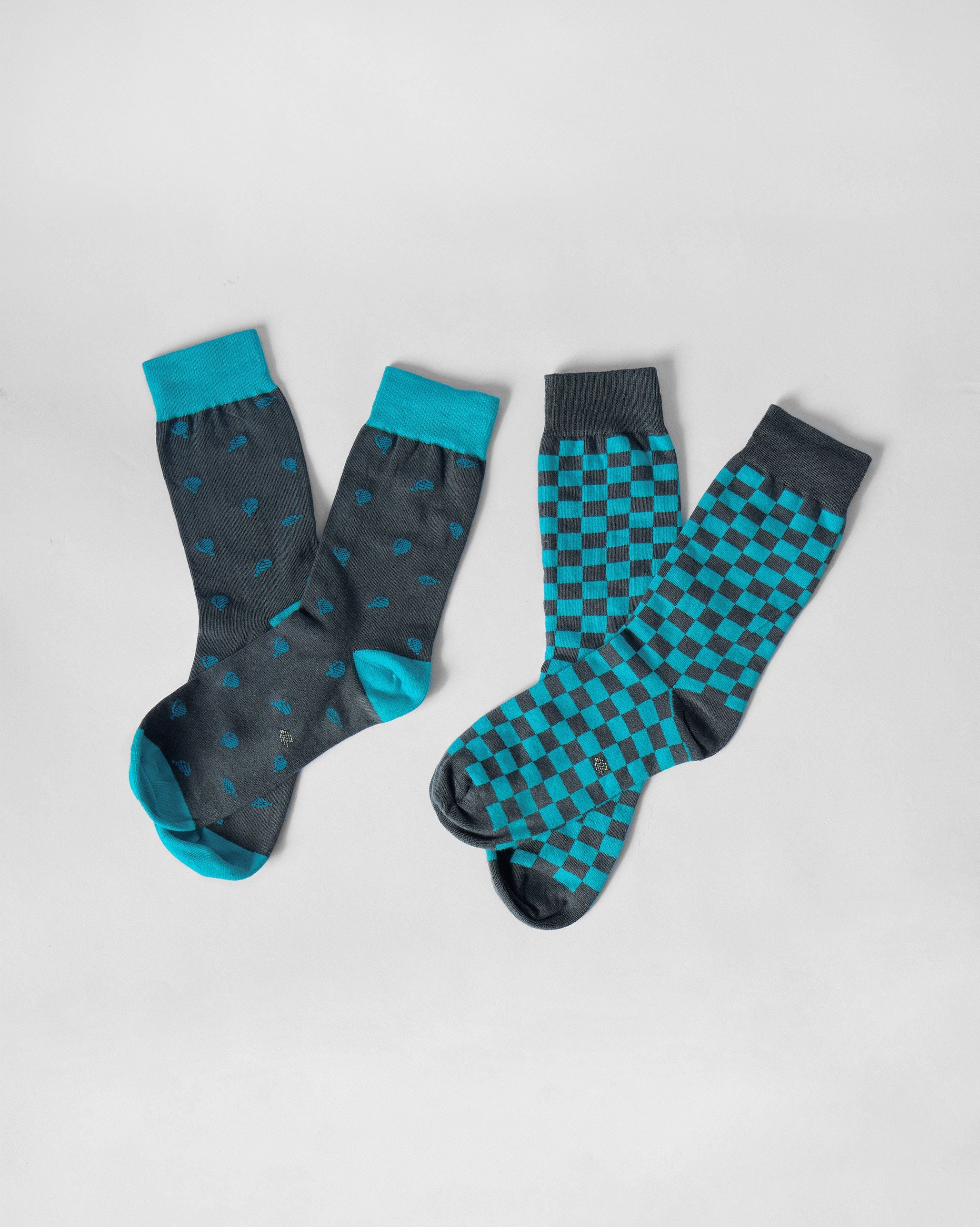 Men's Tile Pop Socks - Ice Blue & Charcoal