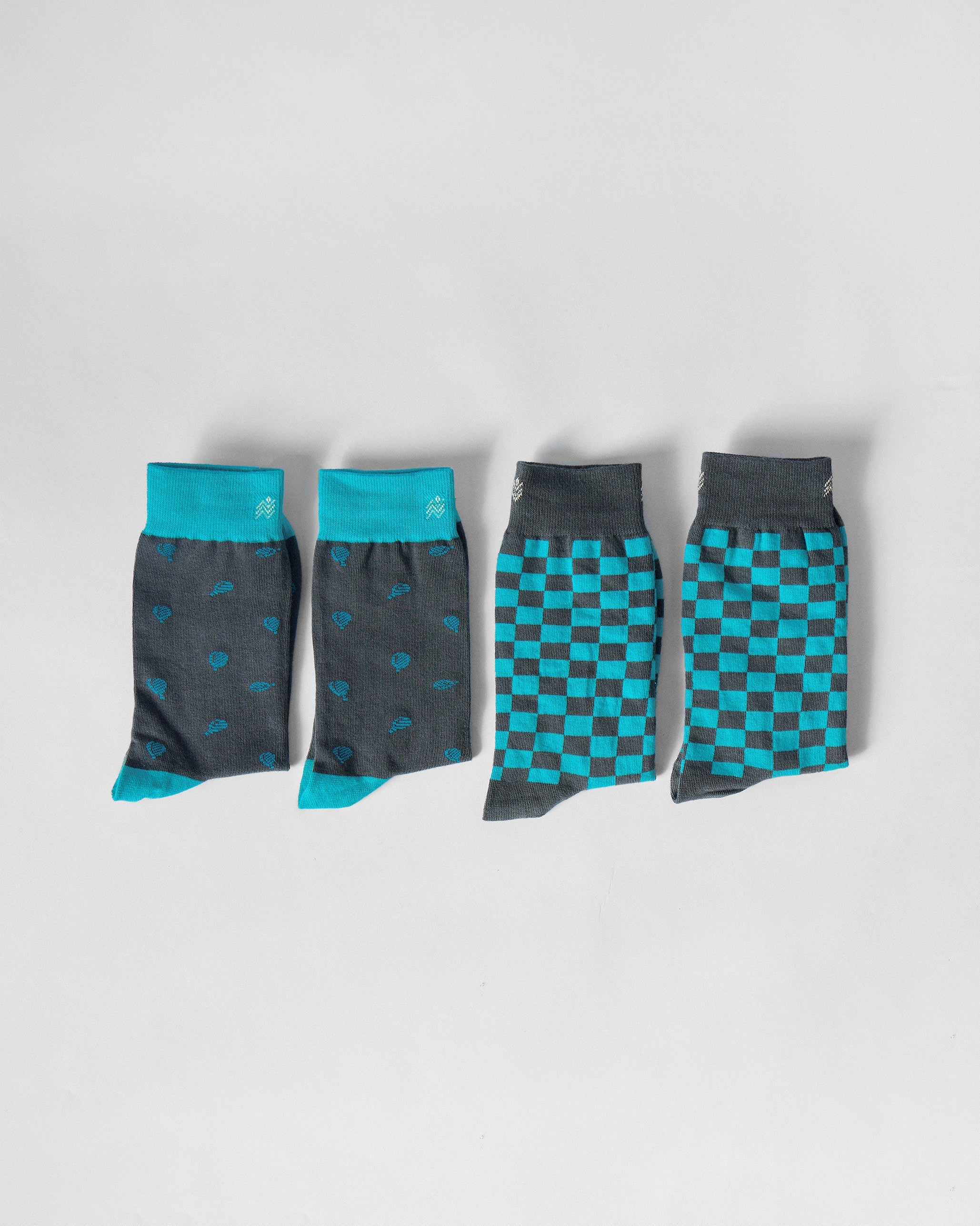 Men's Tile Pop Socks - Ice Blue & Charcoal
