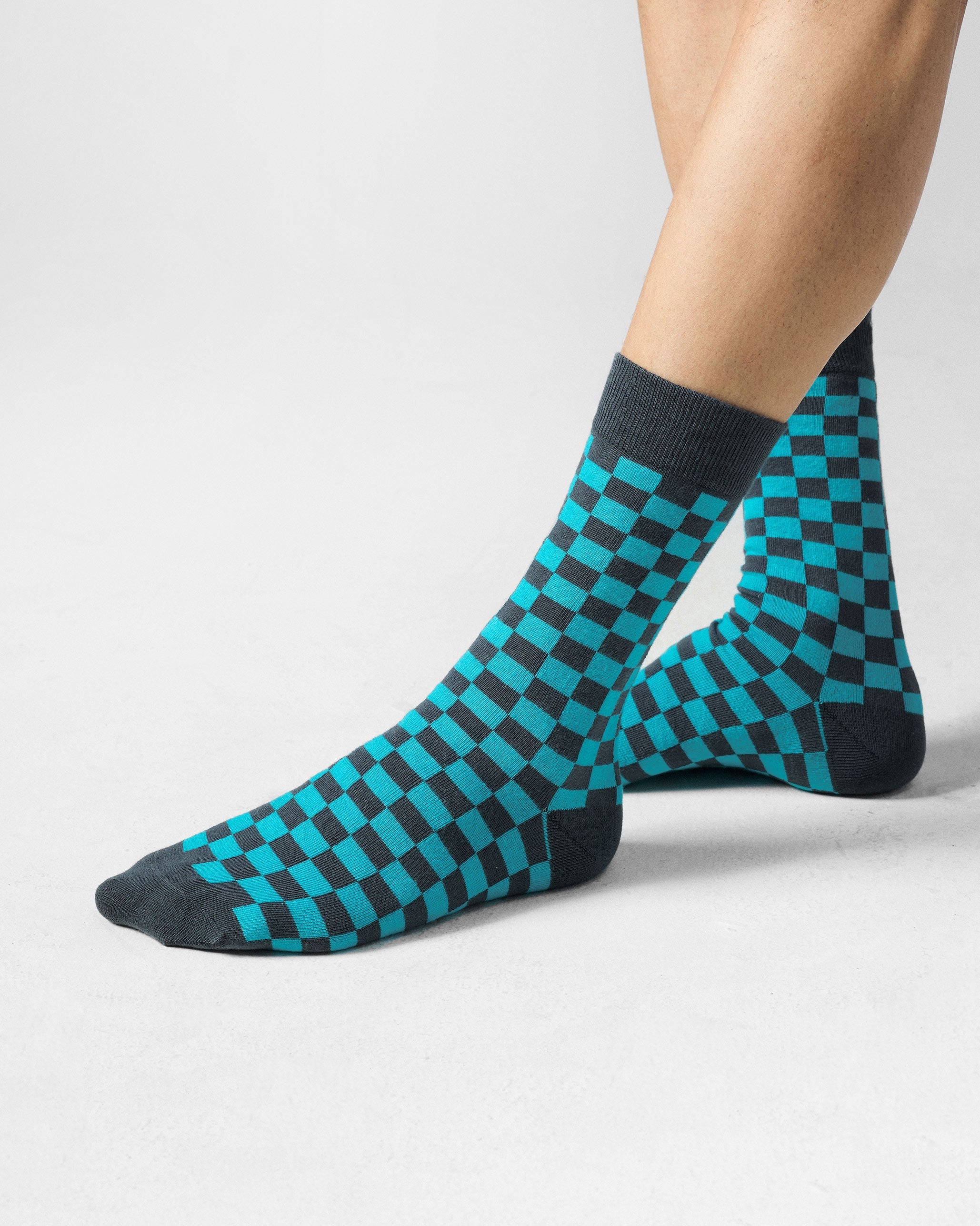 Men's Tile Pop Socks - Ice Blue & Charcoal