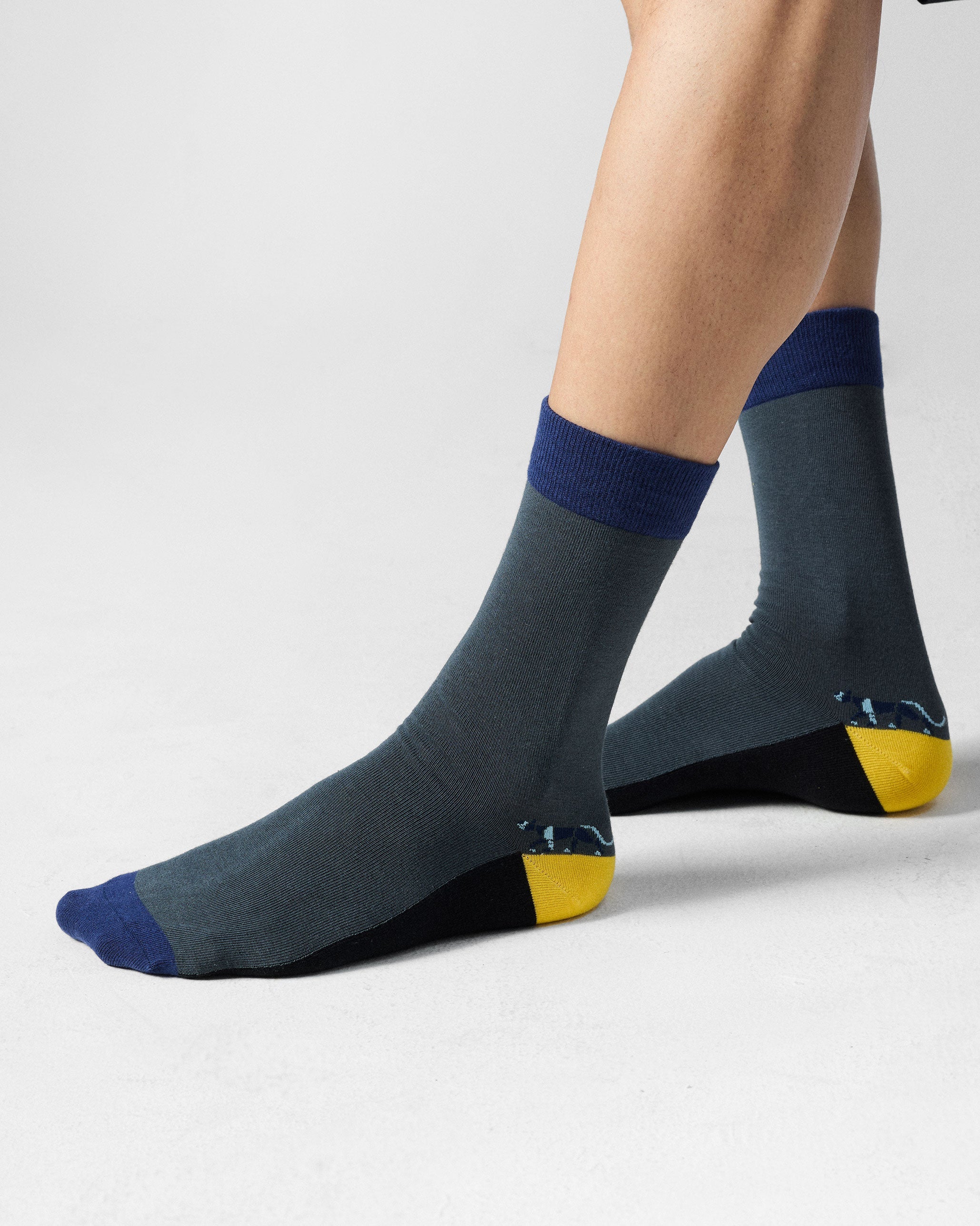 Men's Stride Socks - Charcoal & Riverside Blue