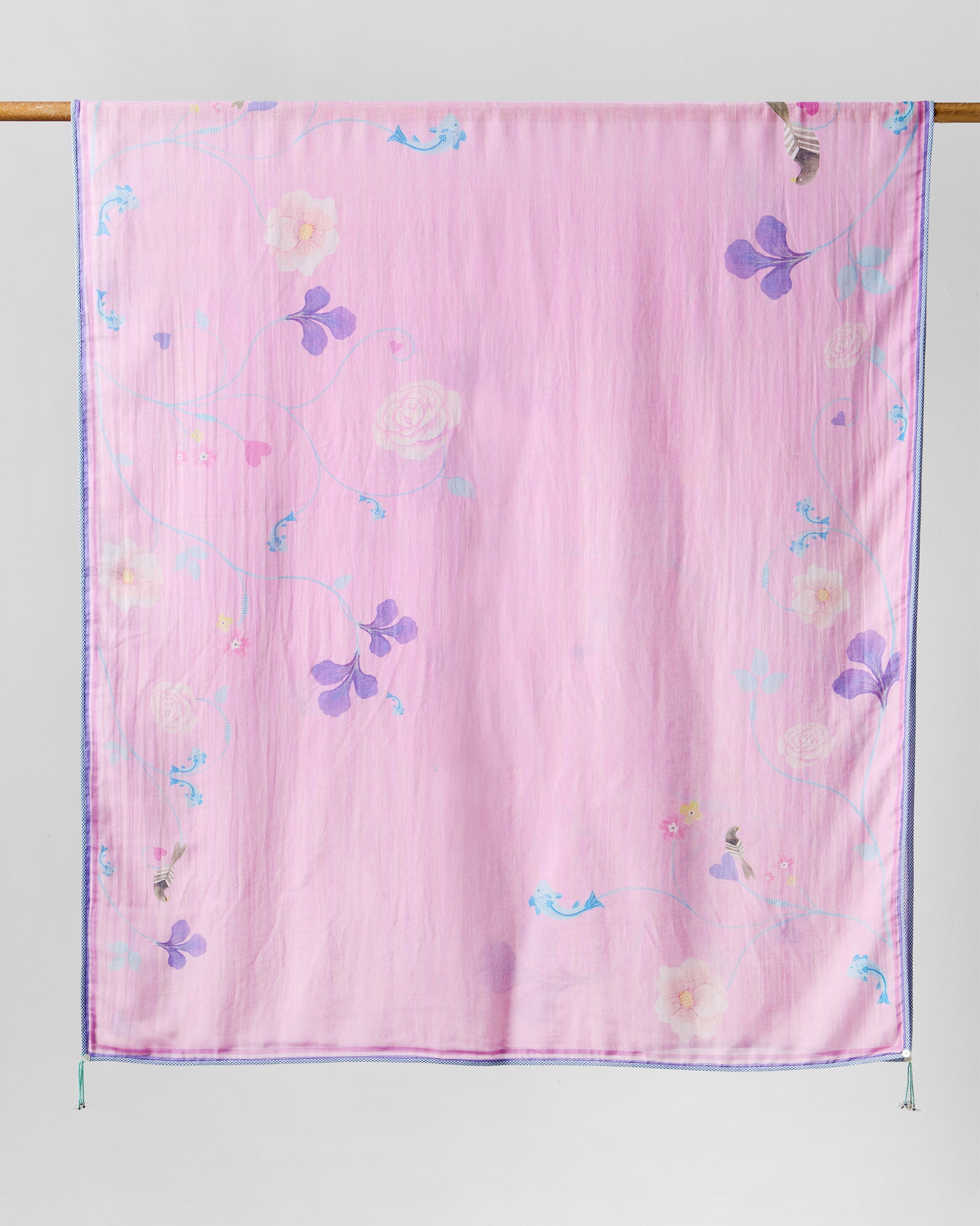 Ganga Jaal Dupatta - Pink & Multicolour Printed