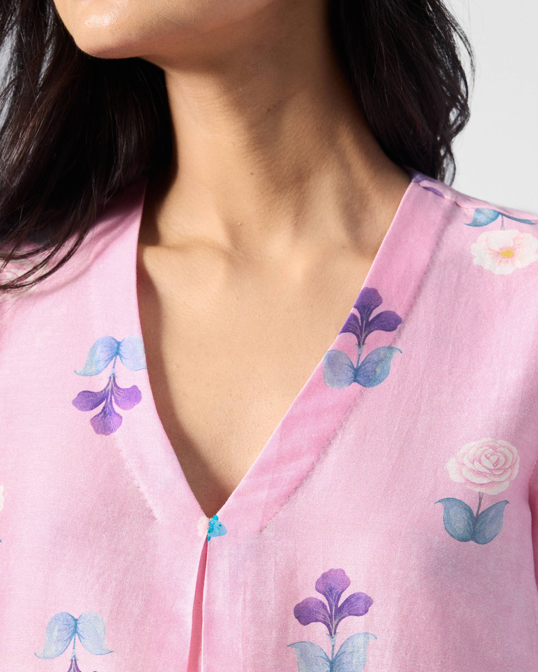 Hera Kurta - Soft Pink & White Printed