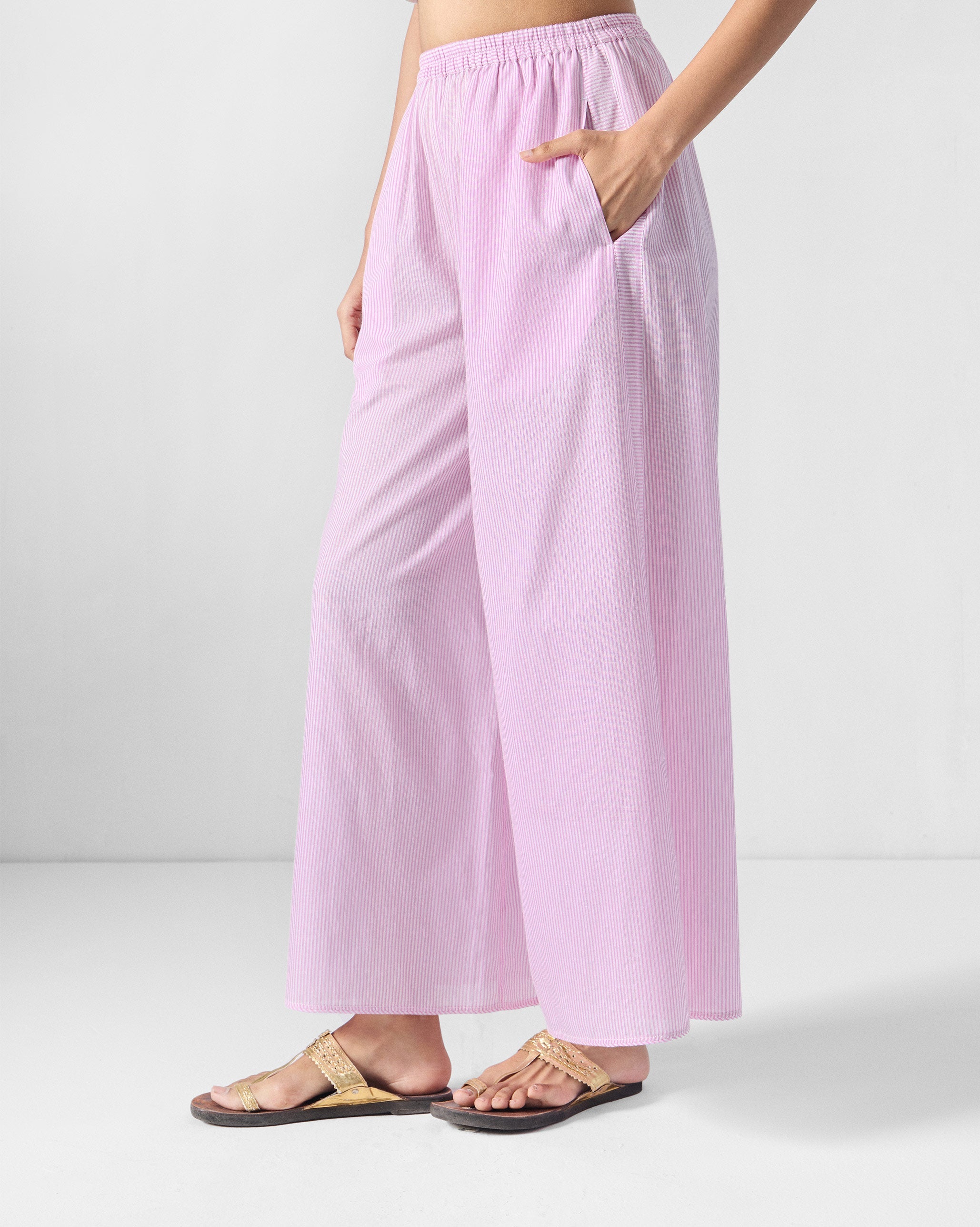 Ceylon Pants - Pink & White Stripes