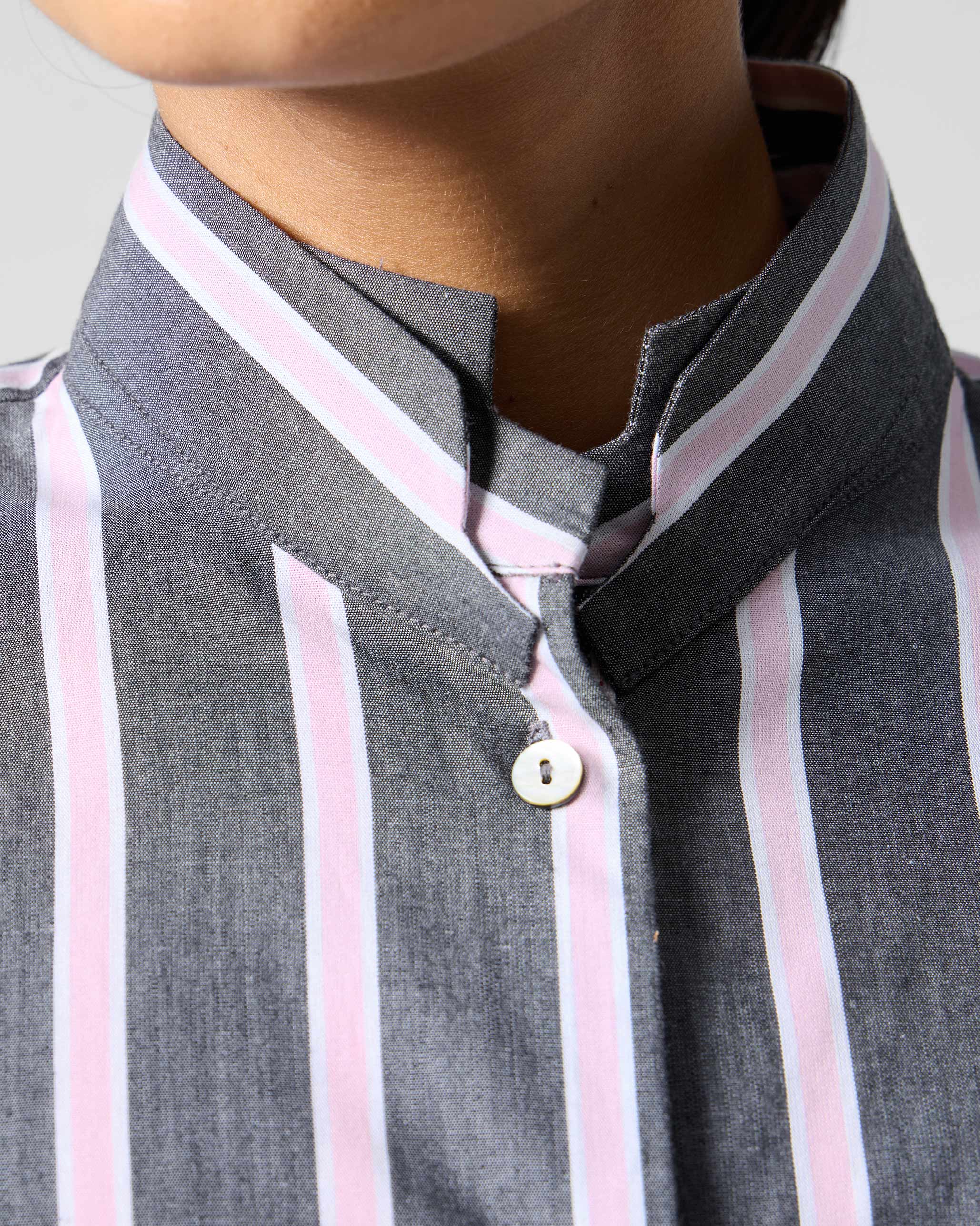 Trench Shirt - Charcoal & Pink Stripes