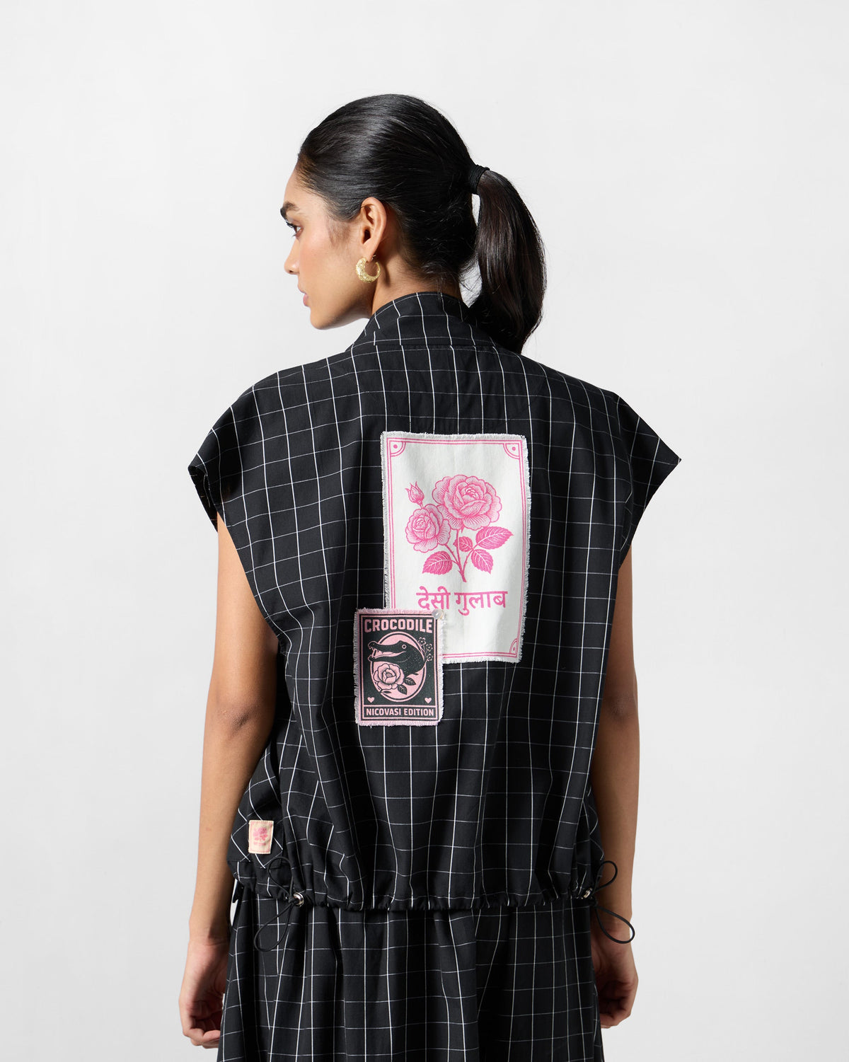 Renai Top - Checked Yarn-Dyed Cotton Relaxed Fit