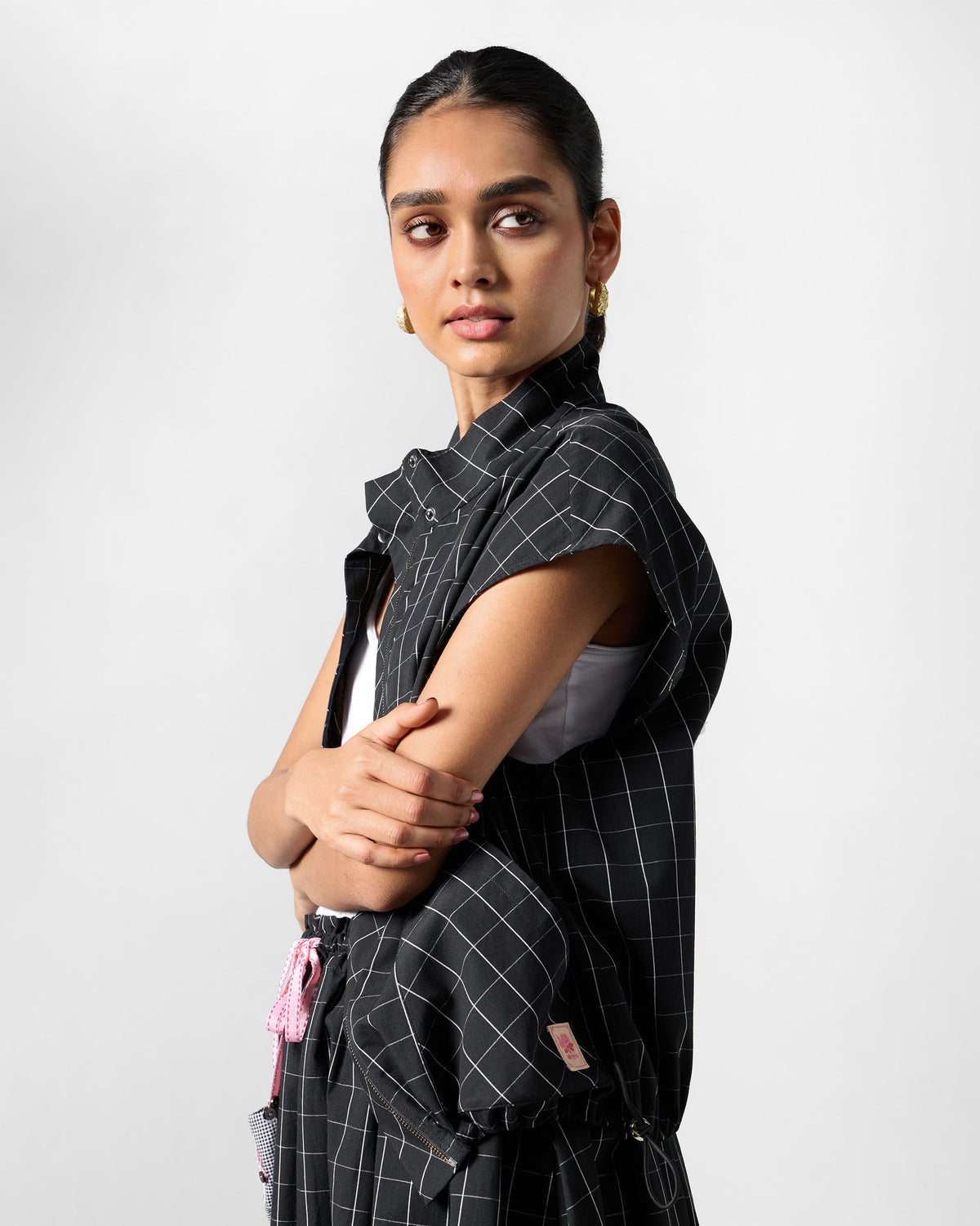 Renai Top - Checked Yarn-Dyed Cotton Relaxed Fit
