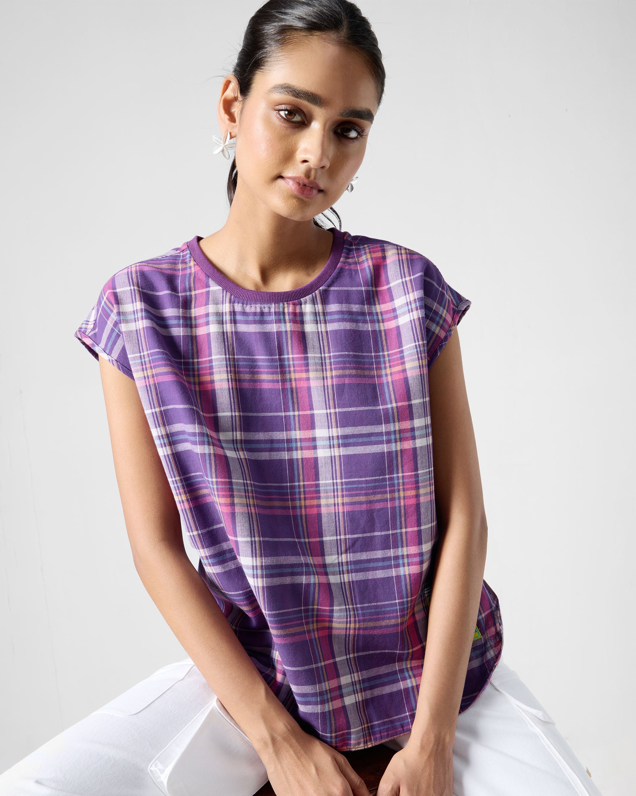 Flow Reversible Top - Purple Checks