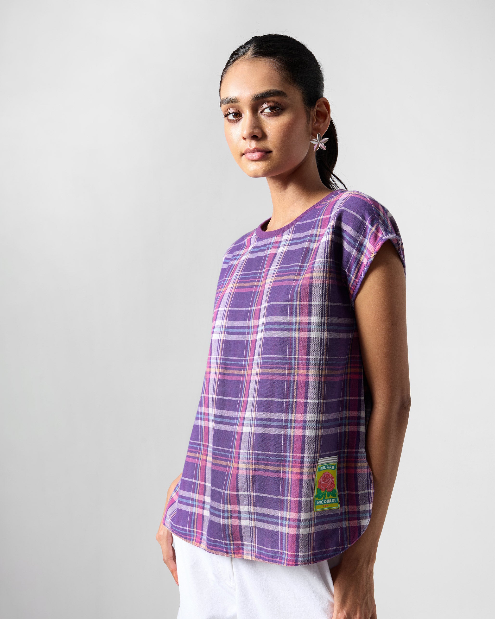 Flow Reversible Top - Purple Checks