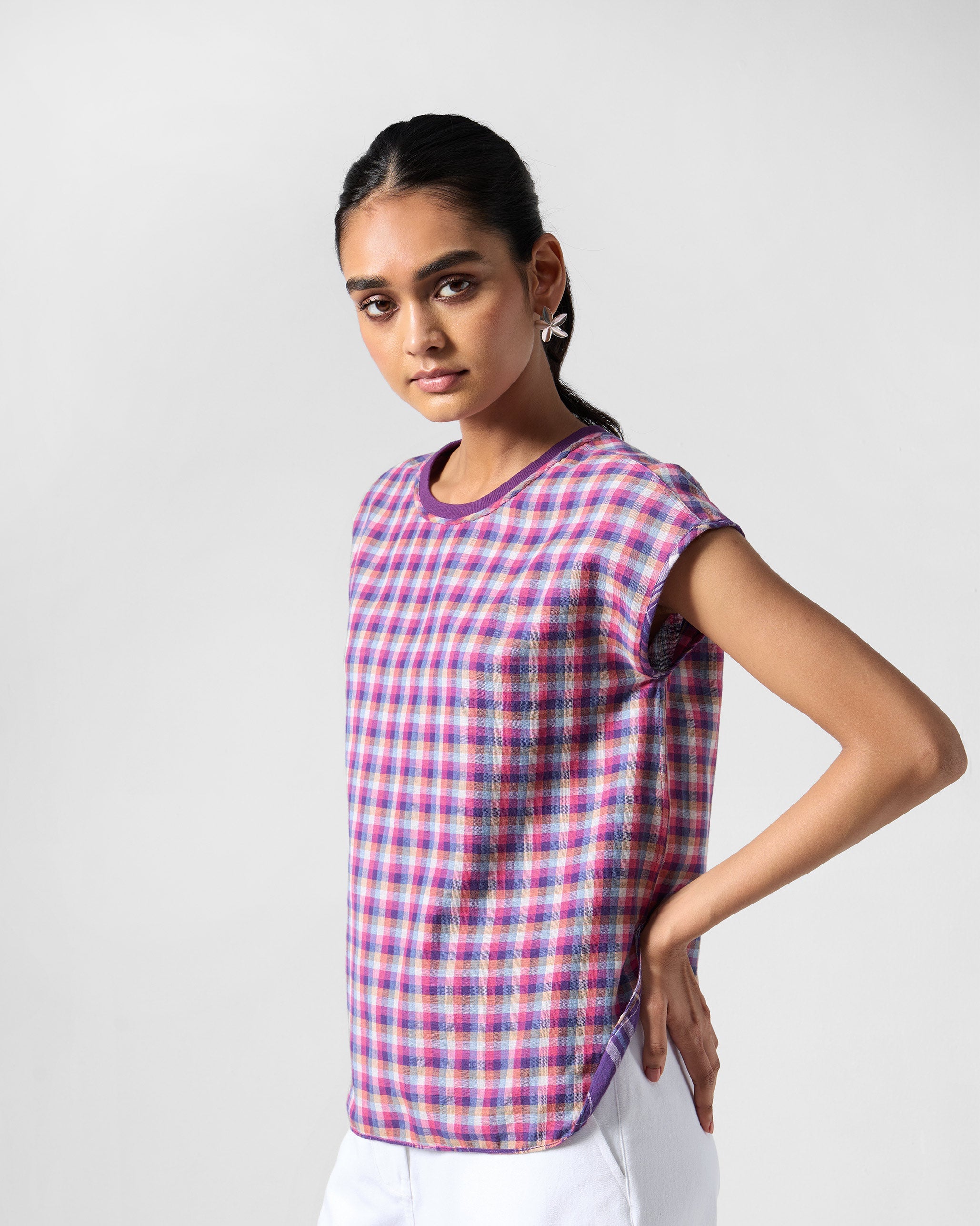 Flow Reversible Top - Purple Checks