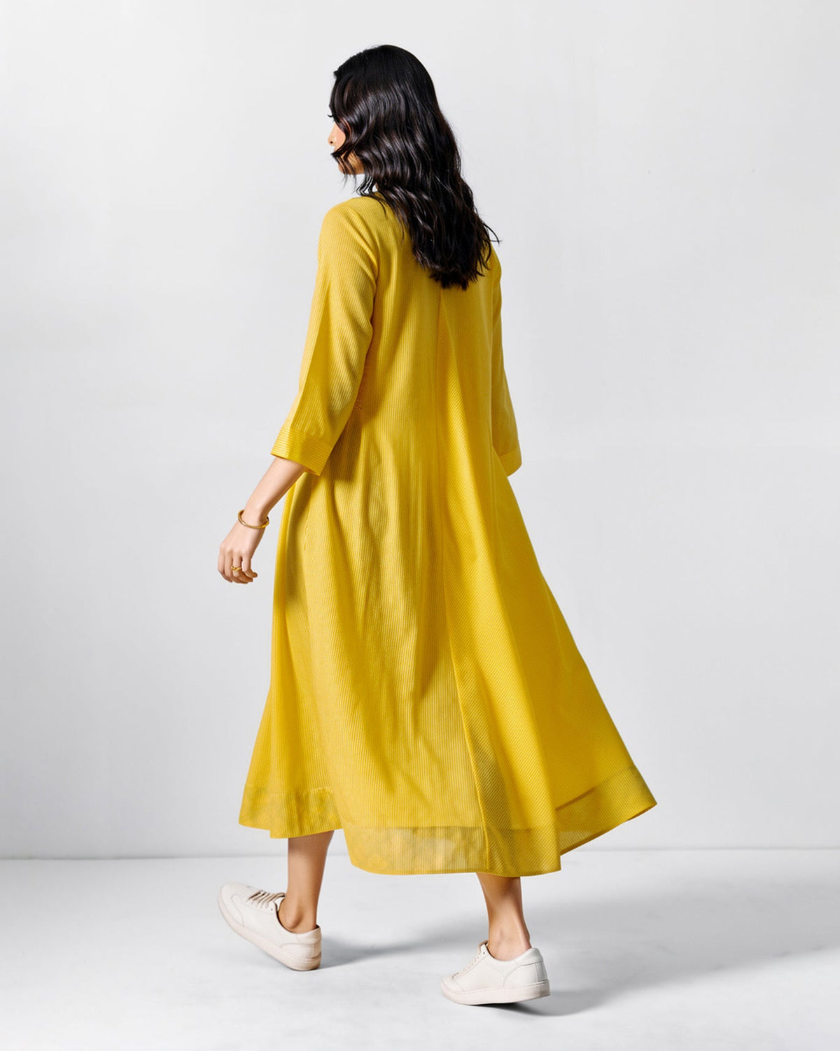 Lama Smocked Kurta - Striped Yarn-Dyed Cotton Relaxed Fit