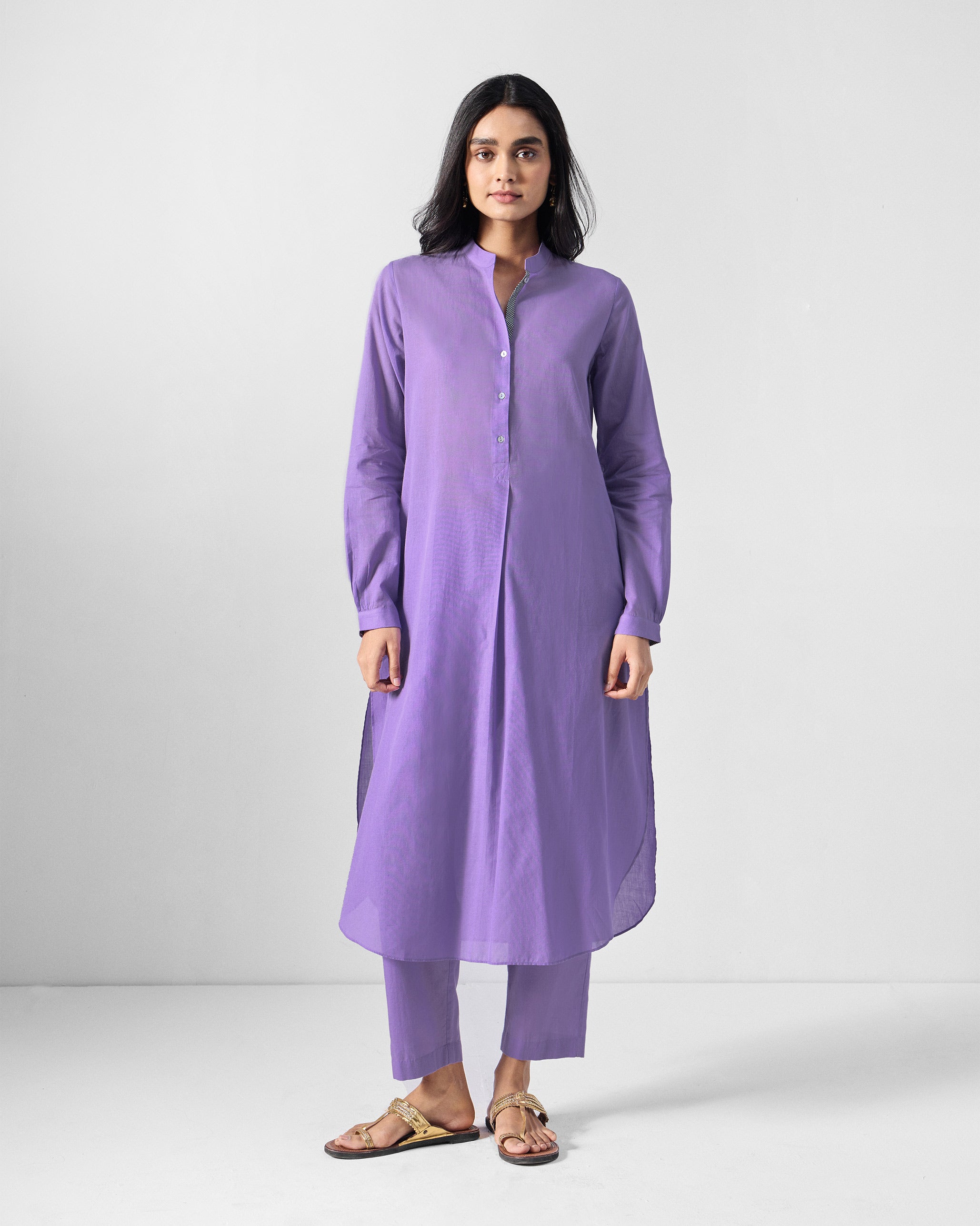 Basic Long Length Kurta - Cotton Relaxed Fit