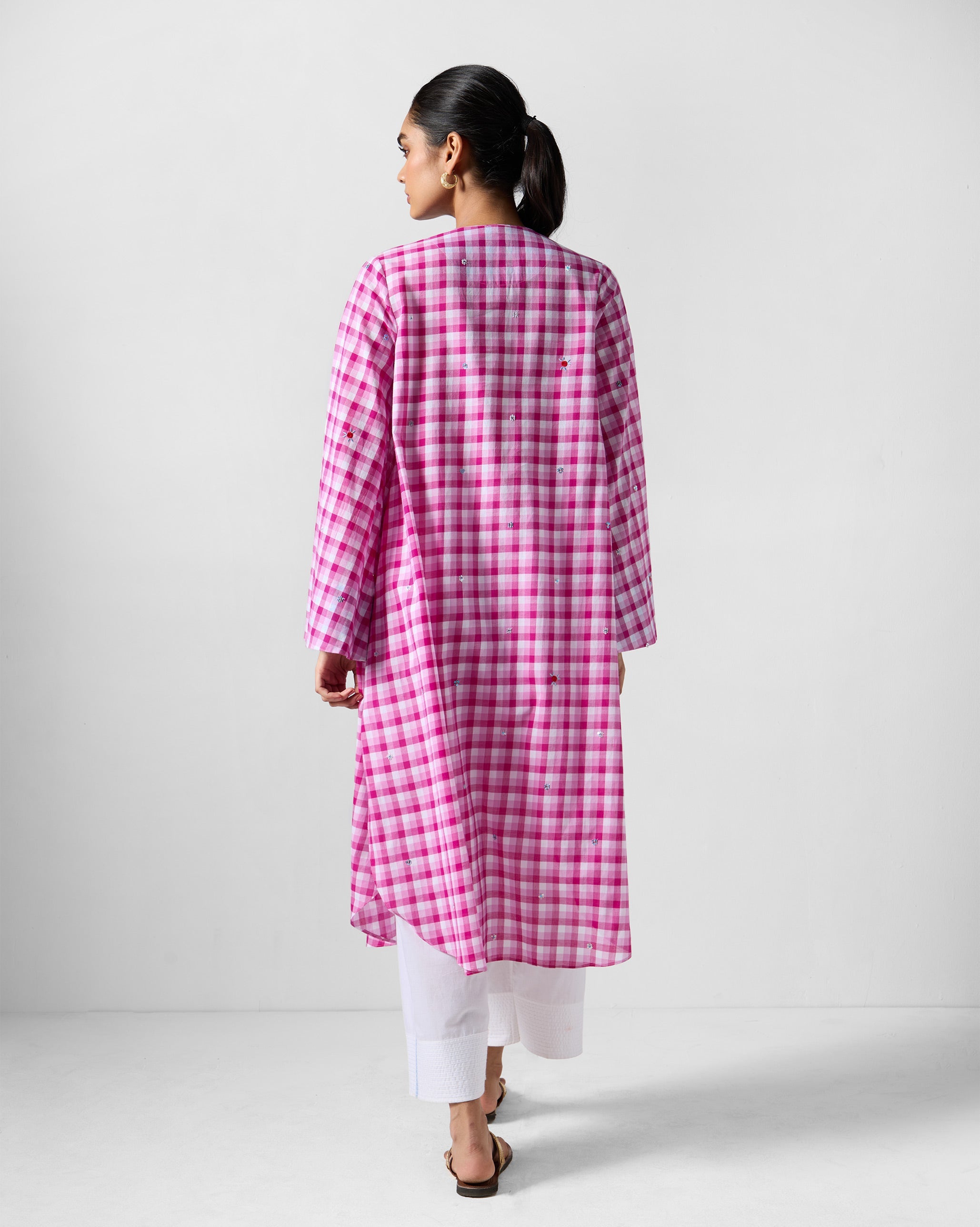 Amaya Tunic - Pink & White Embroidered