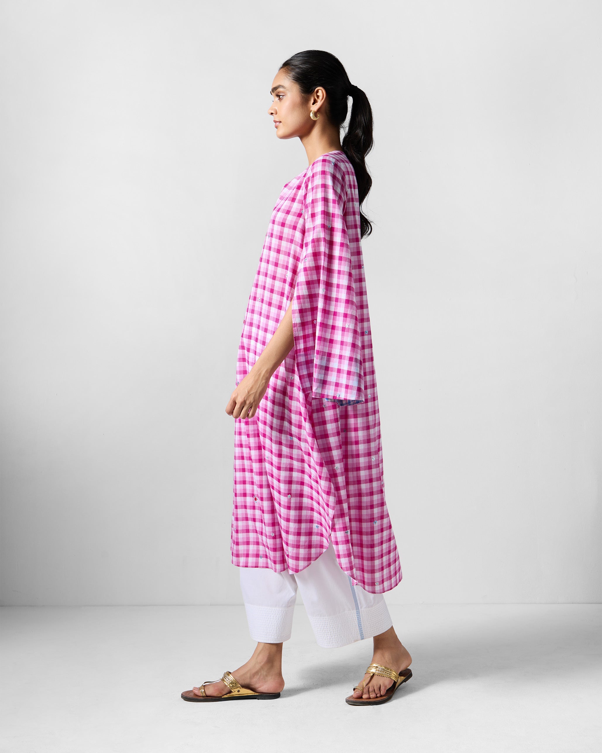 Amaya Tunic - Pink & White Embroidered