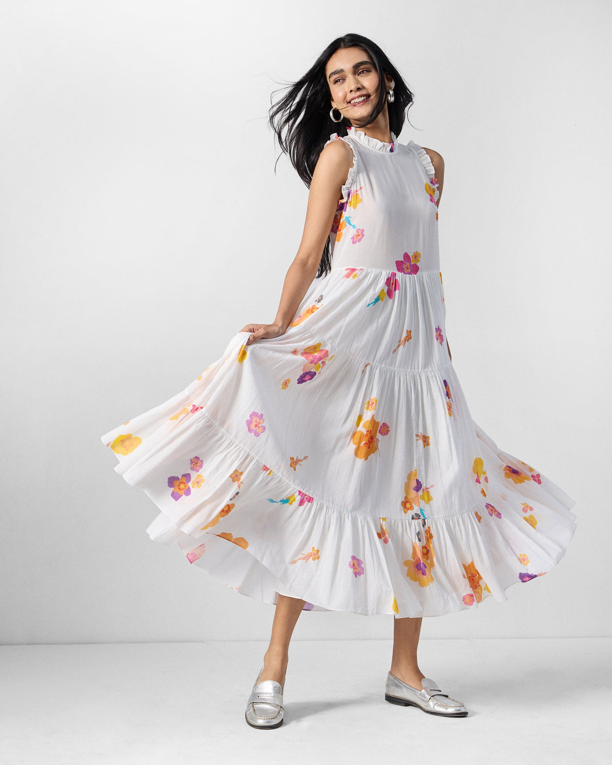 Reah Dress - Printed Cotton Kora Relaxed Fit