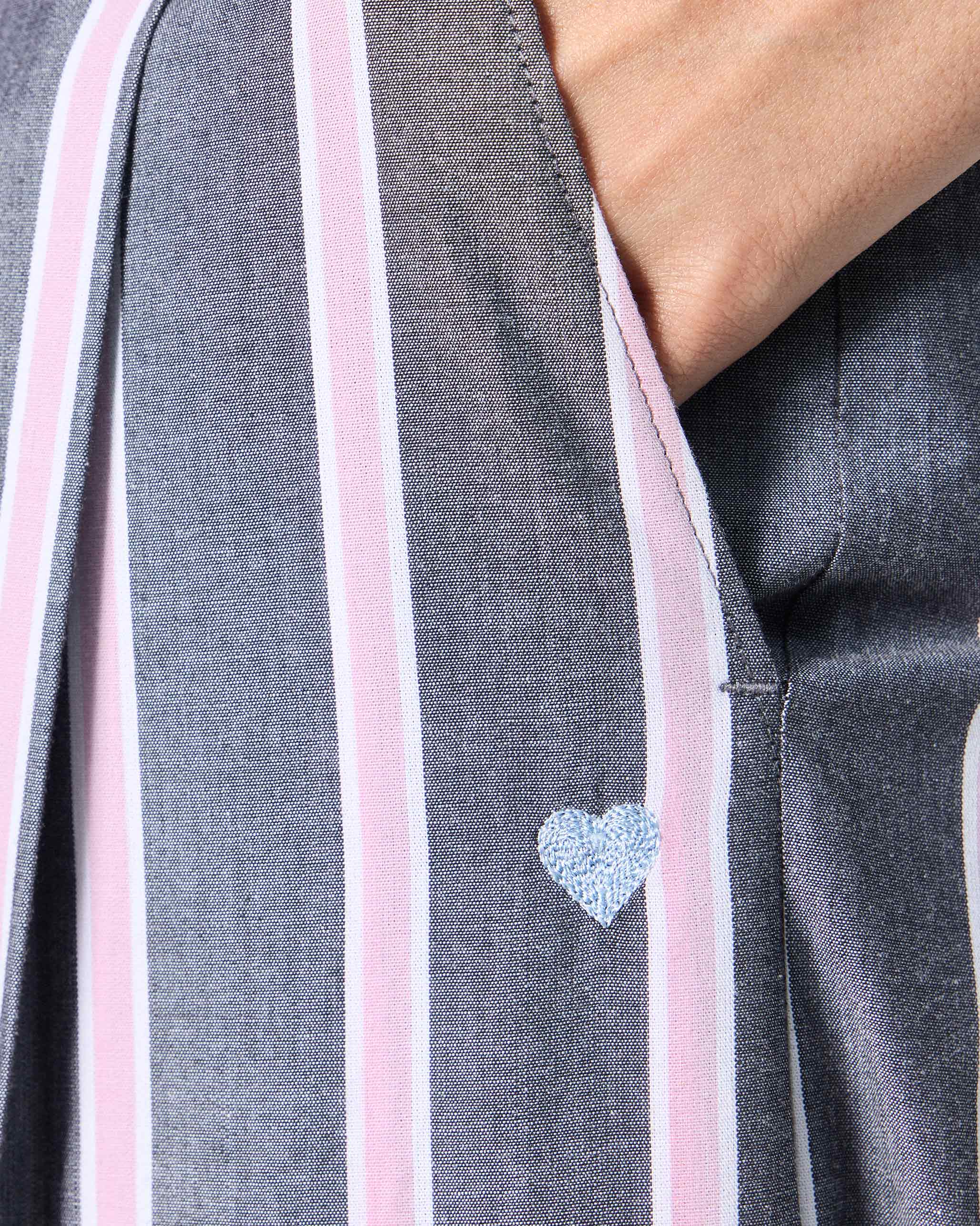 Row High Waist Pants - Charcoal & Pink Stripes