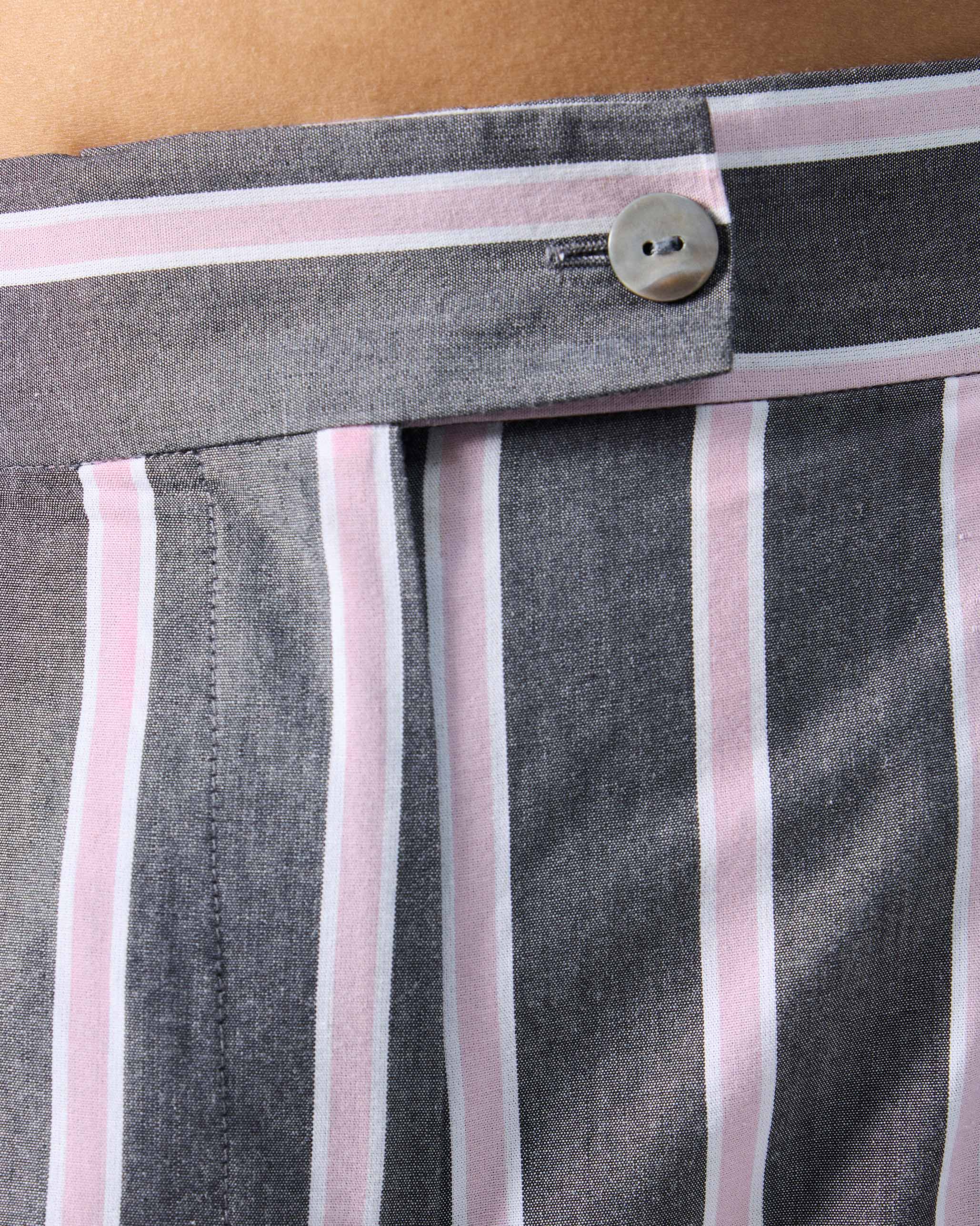 Row High Waist Pants - Charcoal & Pink Stripes