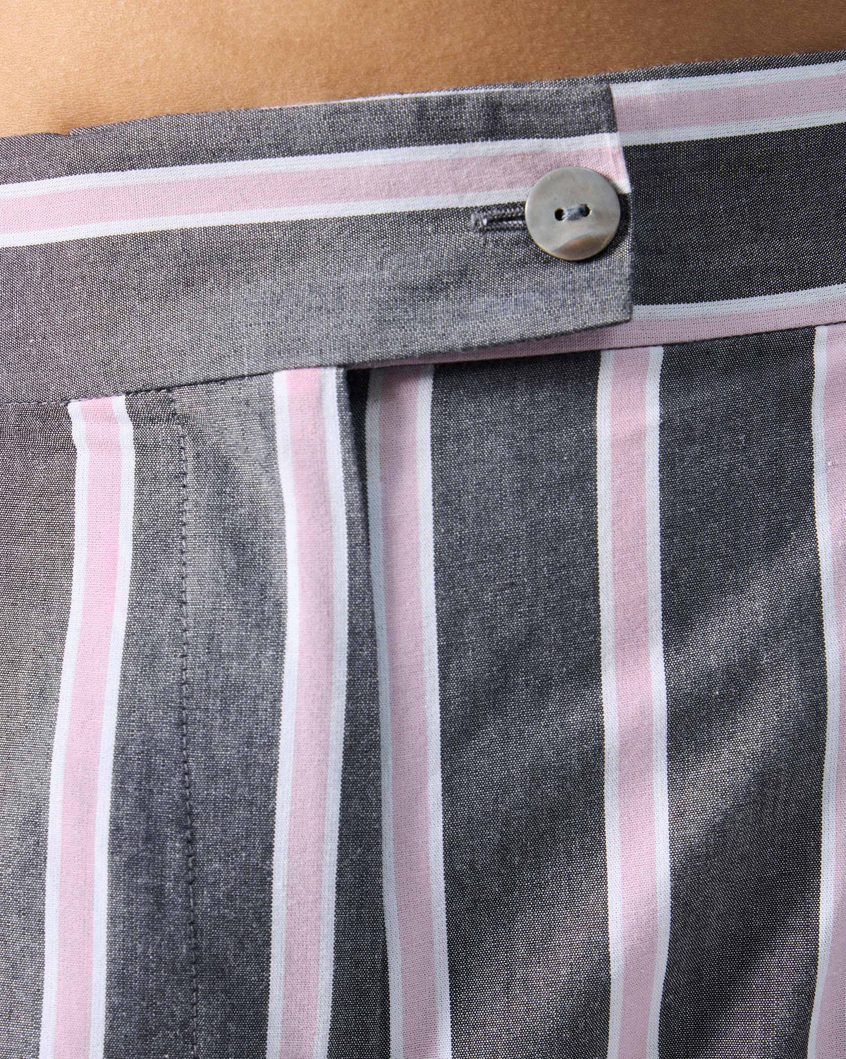 Row High Waist Pants - Striped Yarn-Dyed Cotton Streamlined Fit