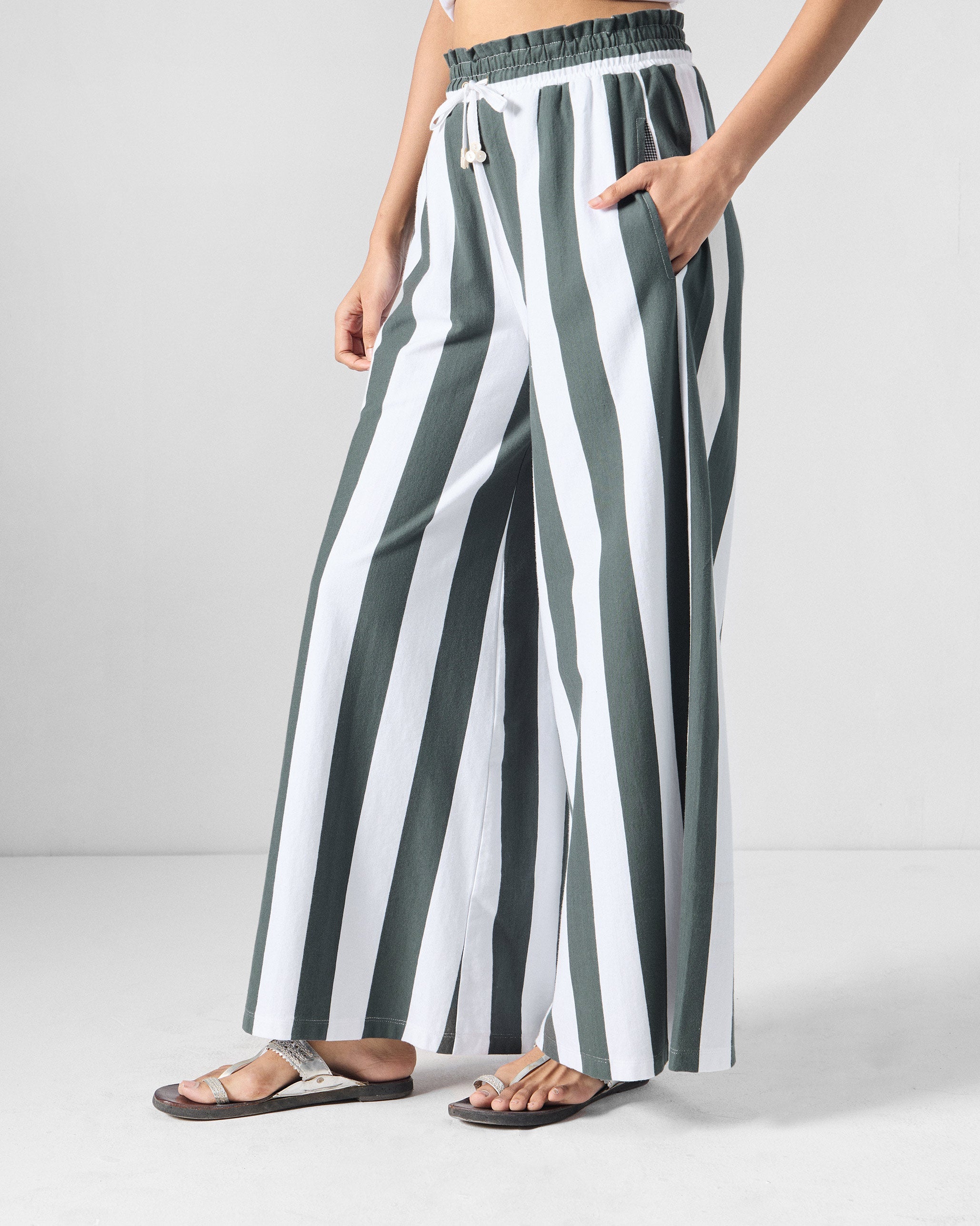 Nova Pants - Charcoal & White Stripes