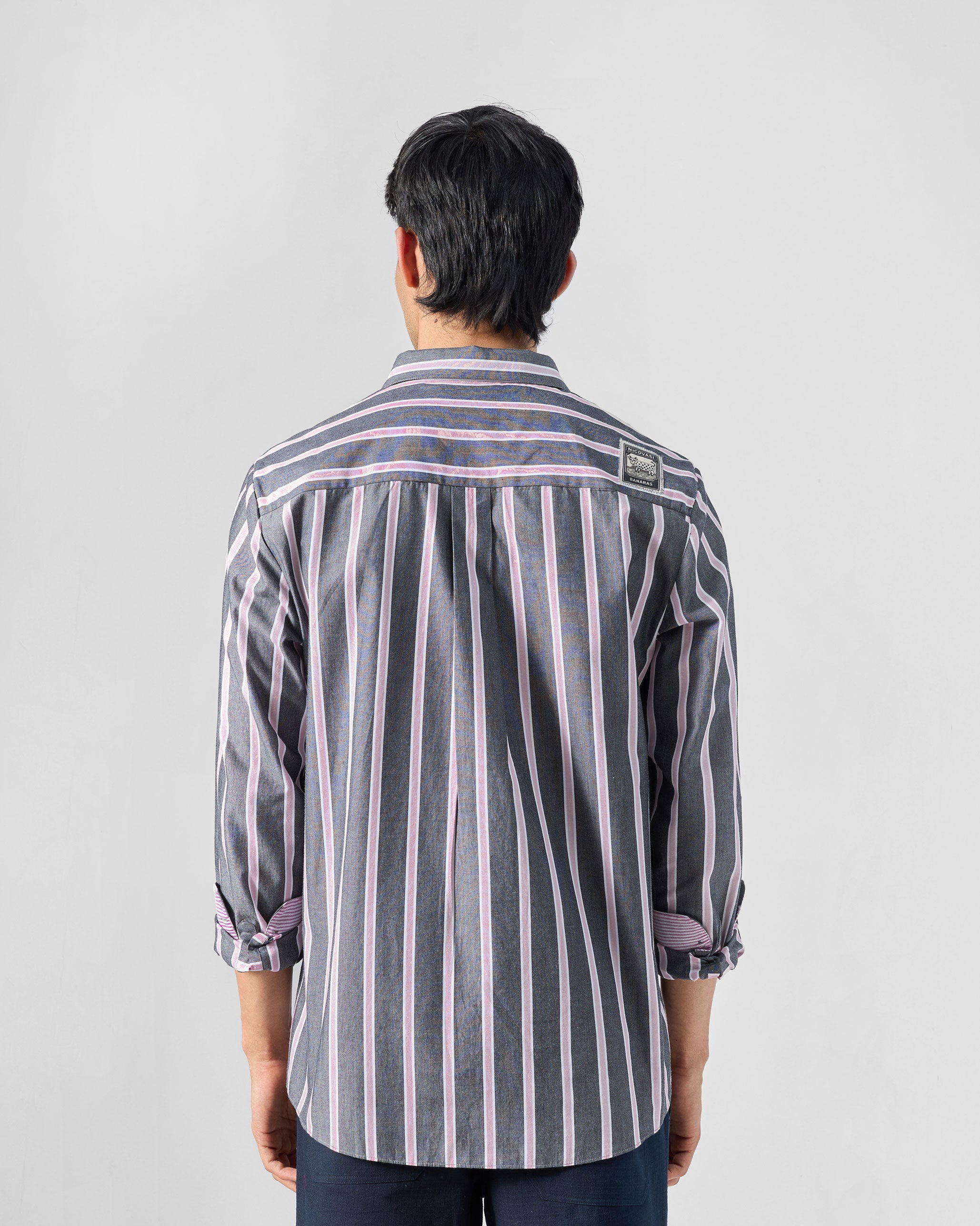 Classic Shirt - Charcoal & Pink Striped