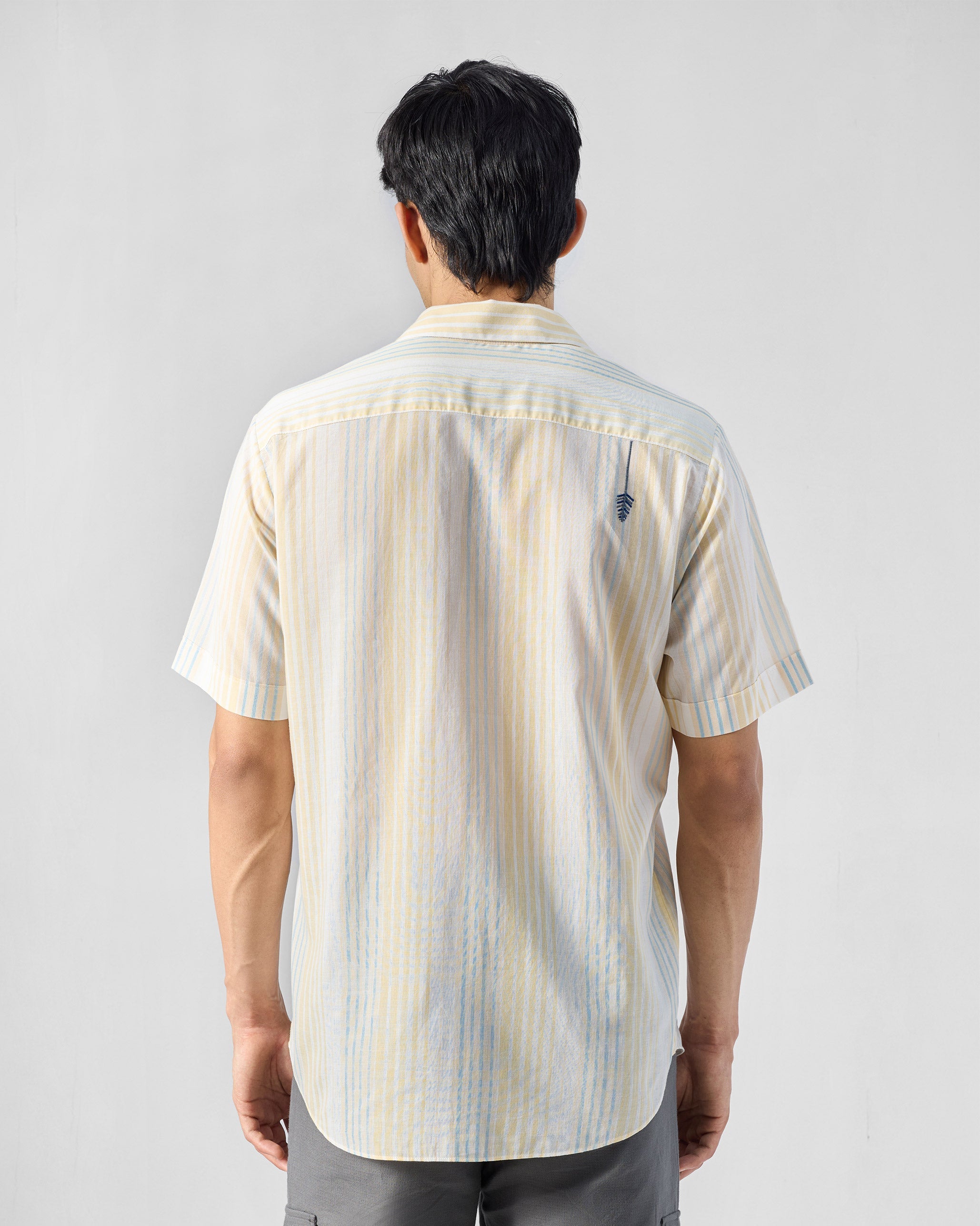 Flow Half Sleeve Shirt - Yellow & Blue Striped