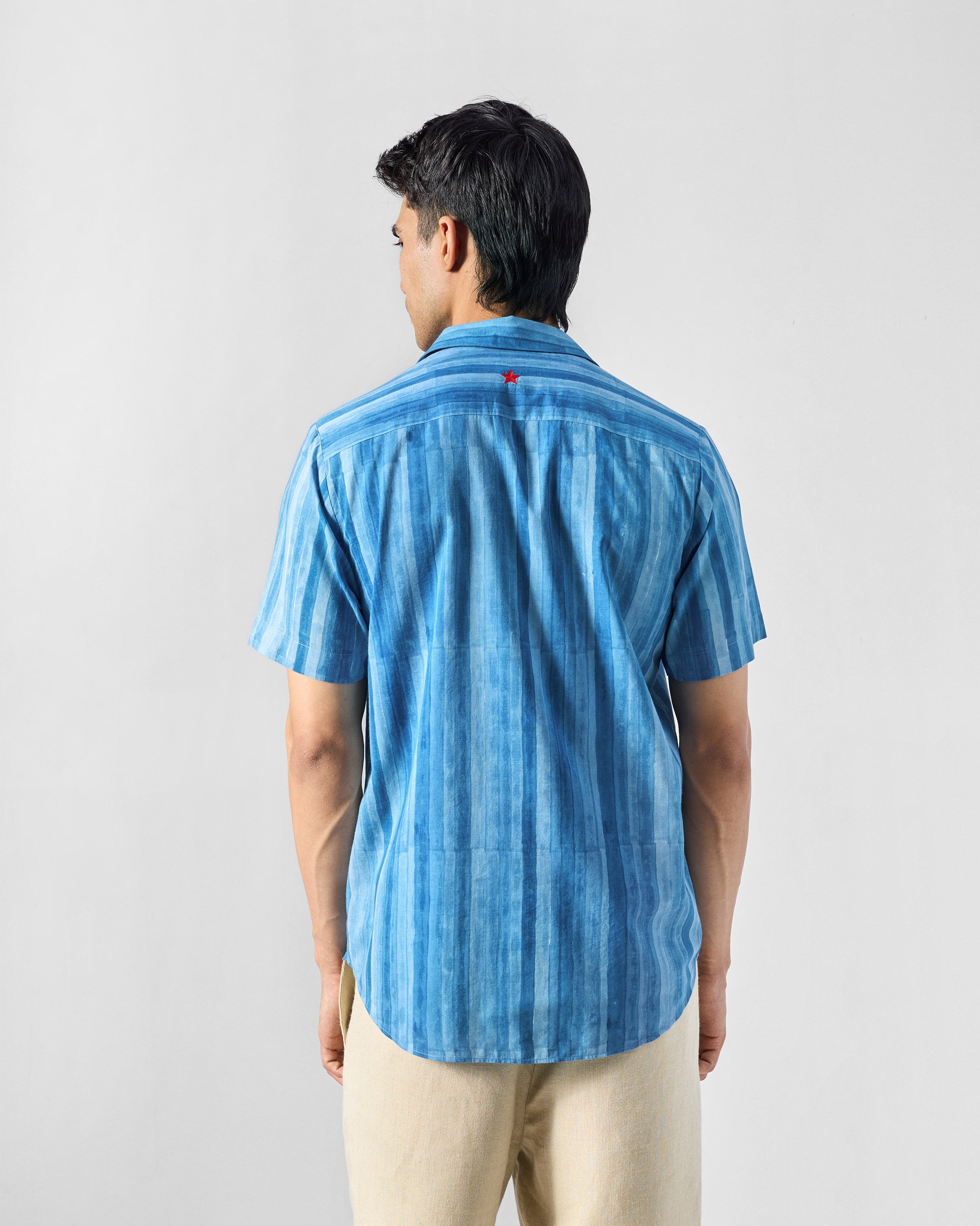 Ganga Shirt - Tonal Blue Stripe Printed