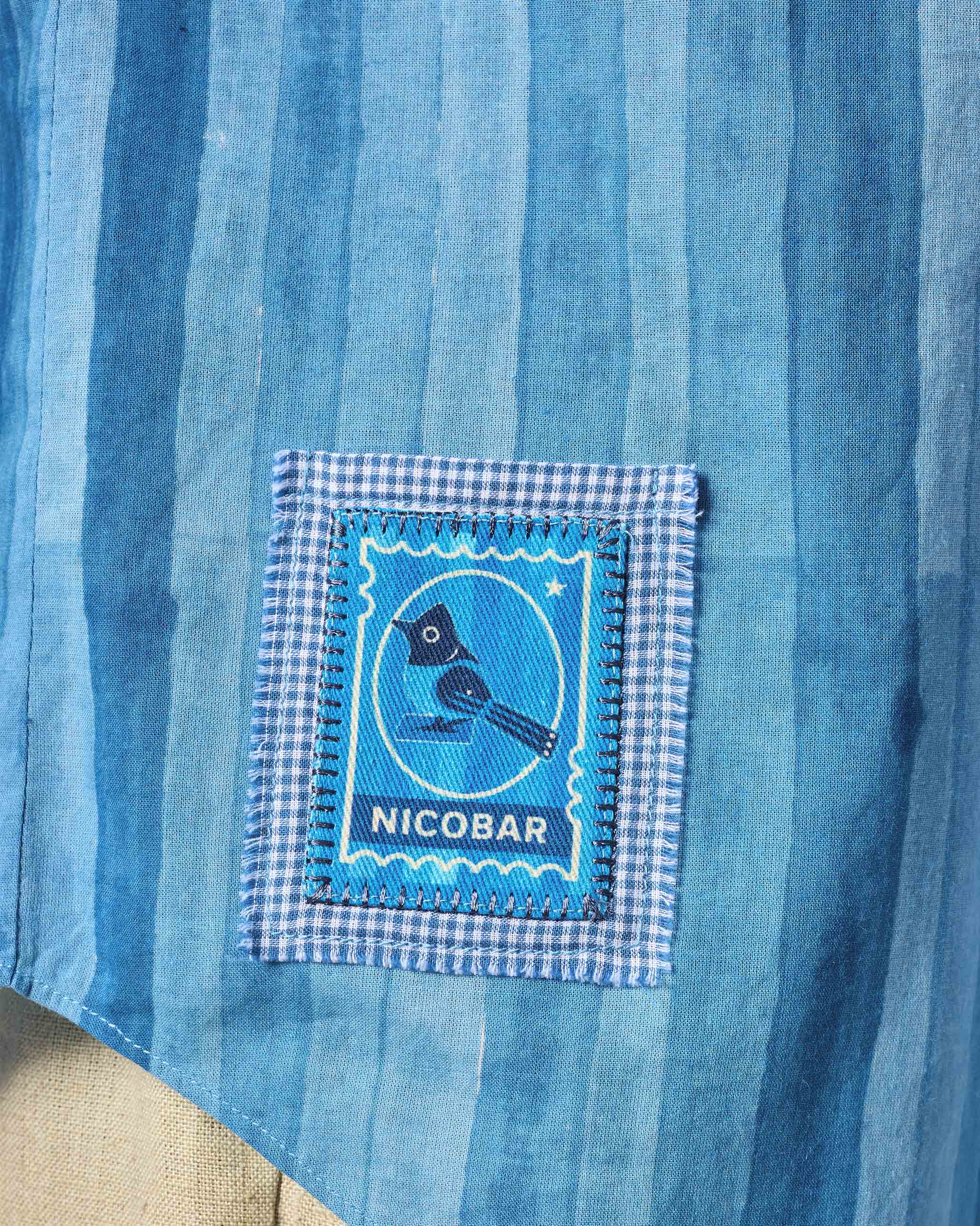 Ganga Shirt - Tonal Blue Stripe Printed