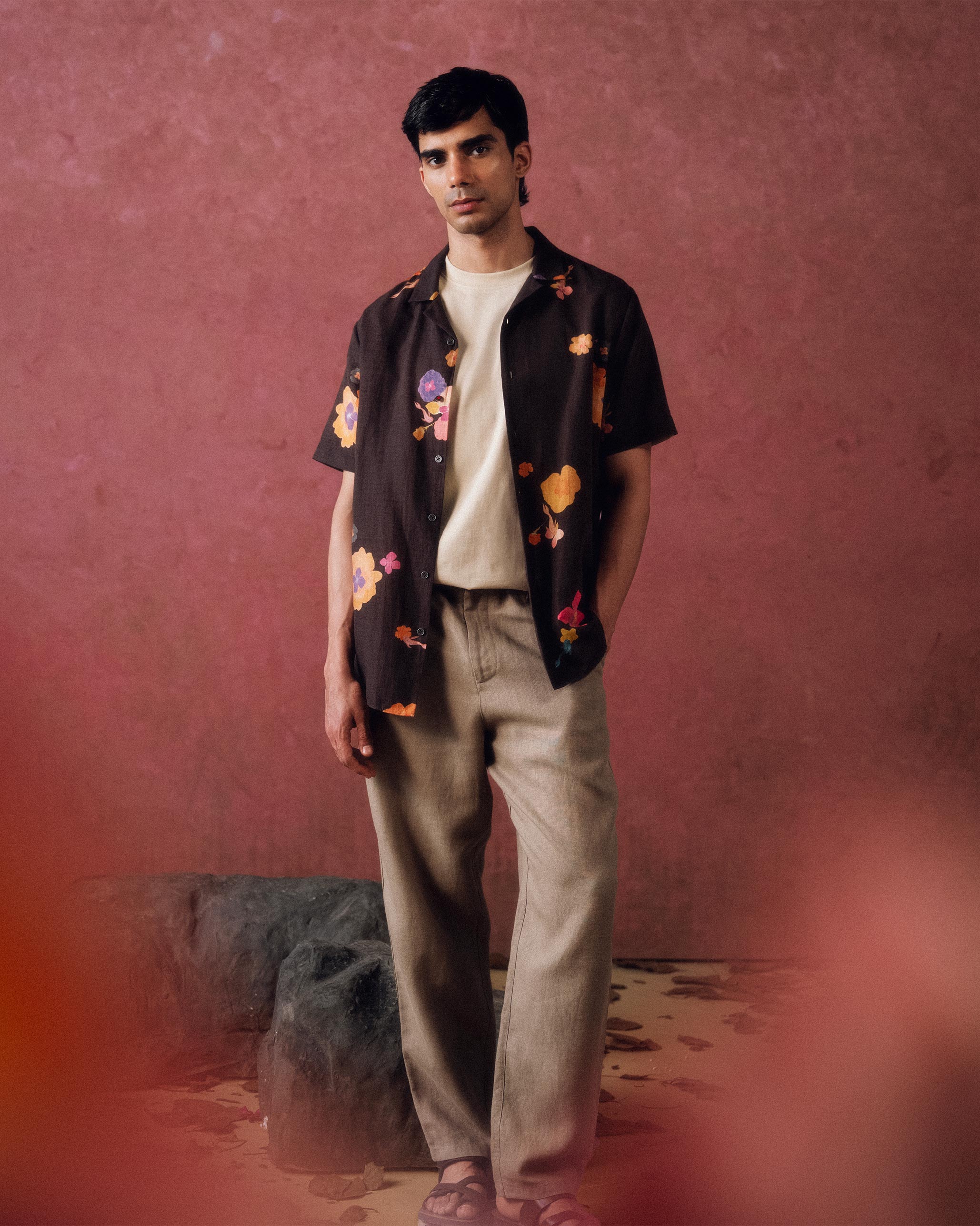 Mistari Shirt - Brown Printed