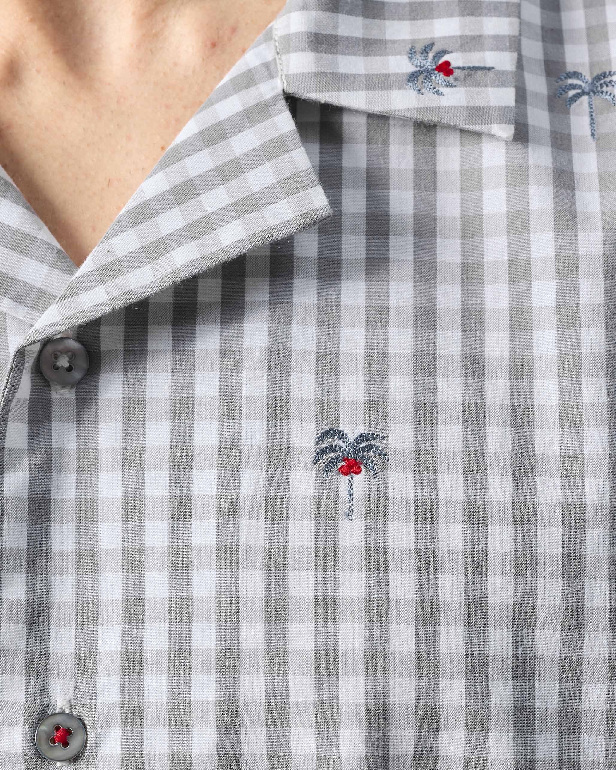 Bena Shirt - Charcoal & White Embroidered
