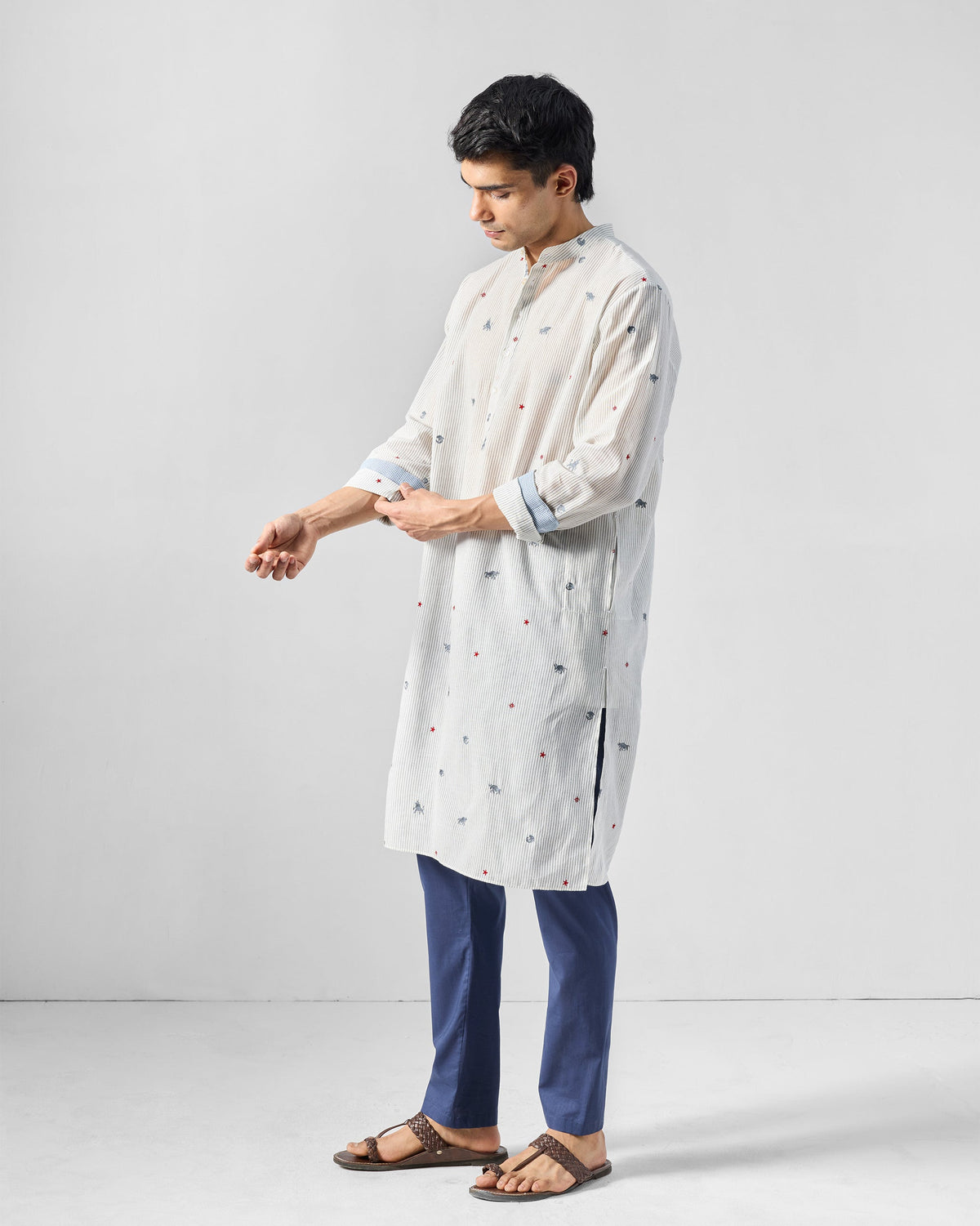 Bageecha Kurta - Embroidered Yarn-Dyed Cotton Relaxed Fit