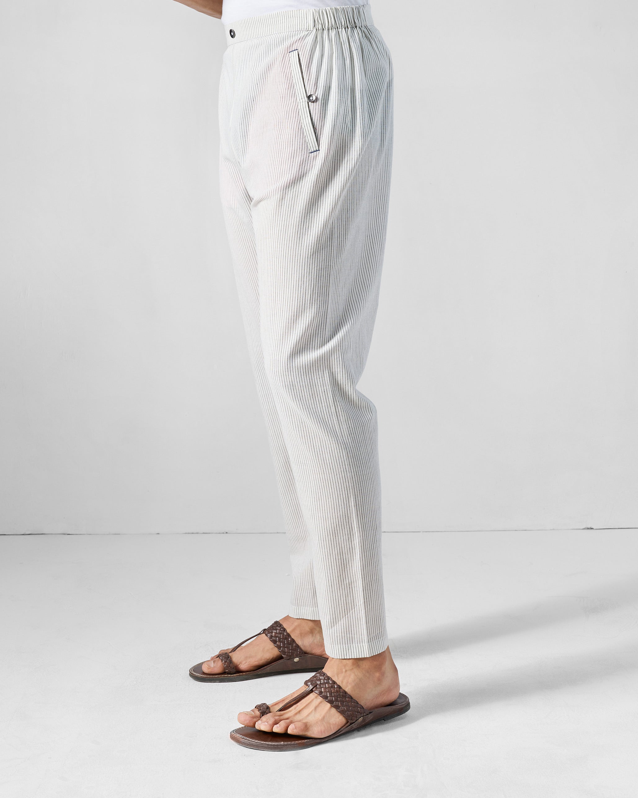 Kurta Pants - Charcoal & White Striped