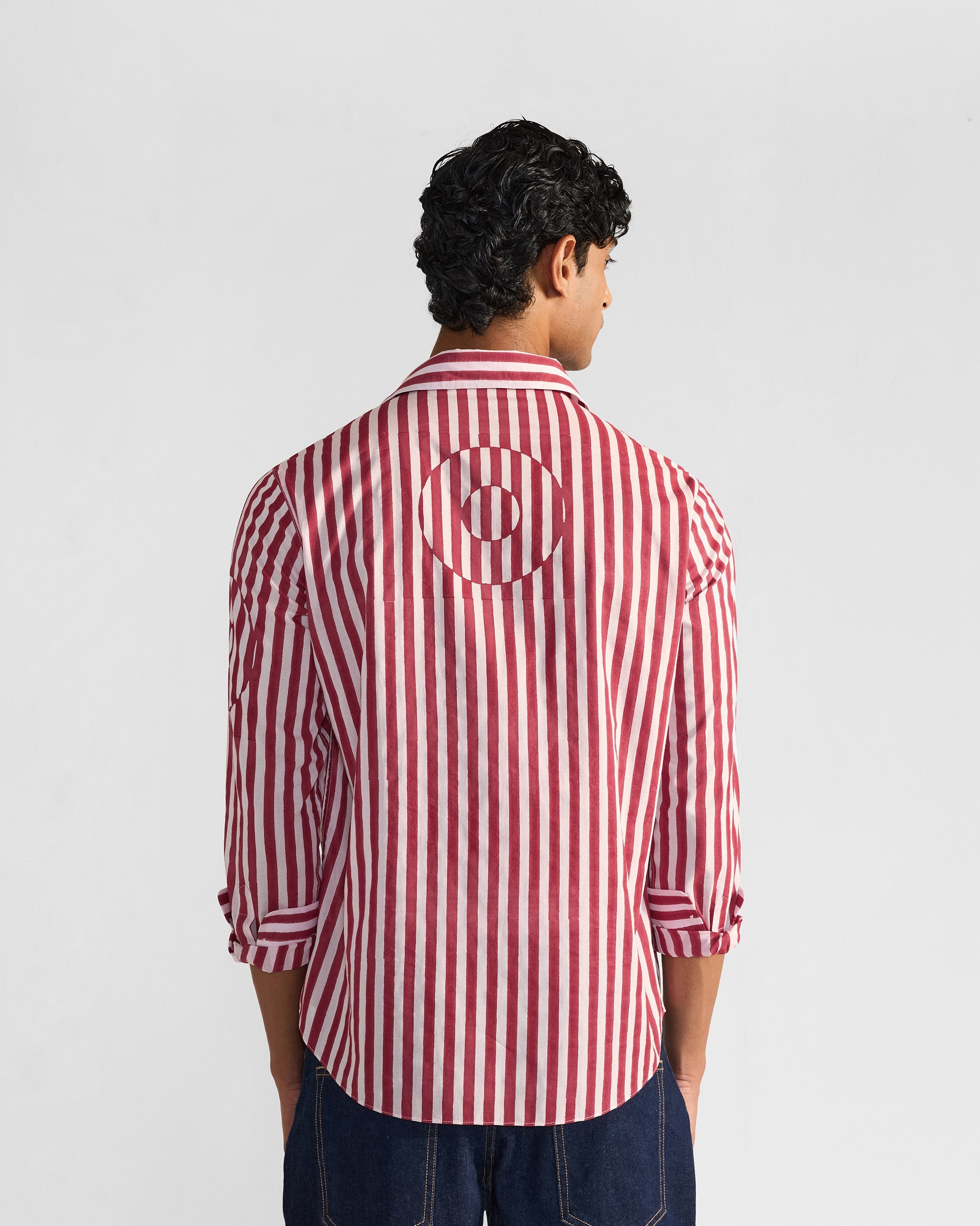 Civet Shirt - Red & White Stripes Print