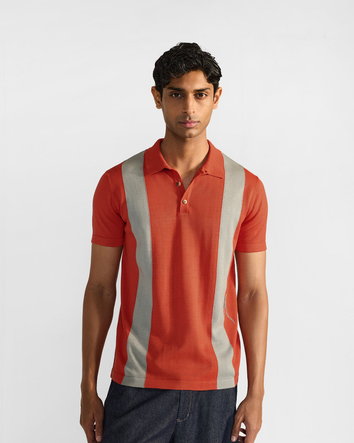 Bonnet Polo - Striped Embroidered Cotton Knit Regular Fit