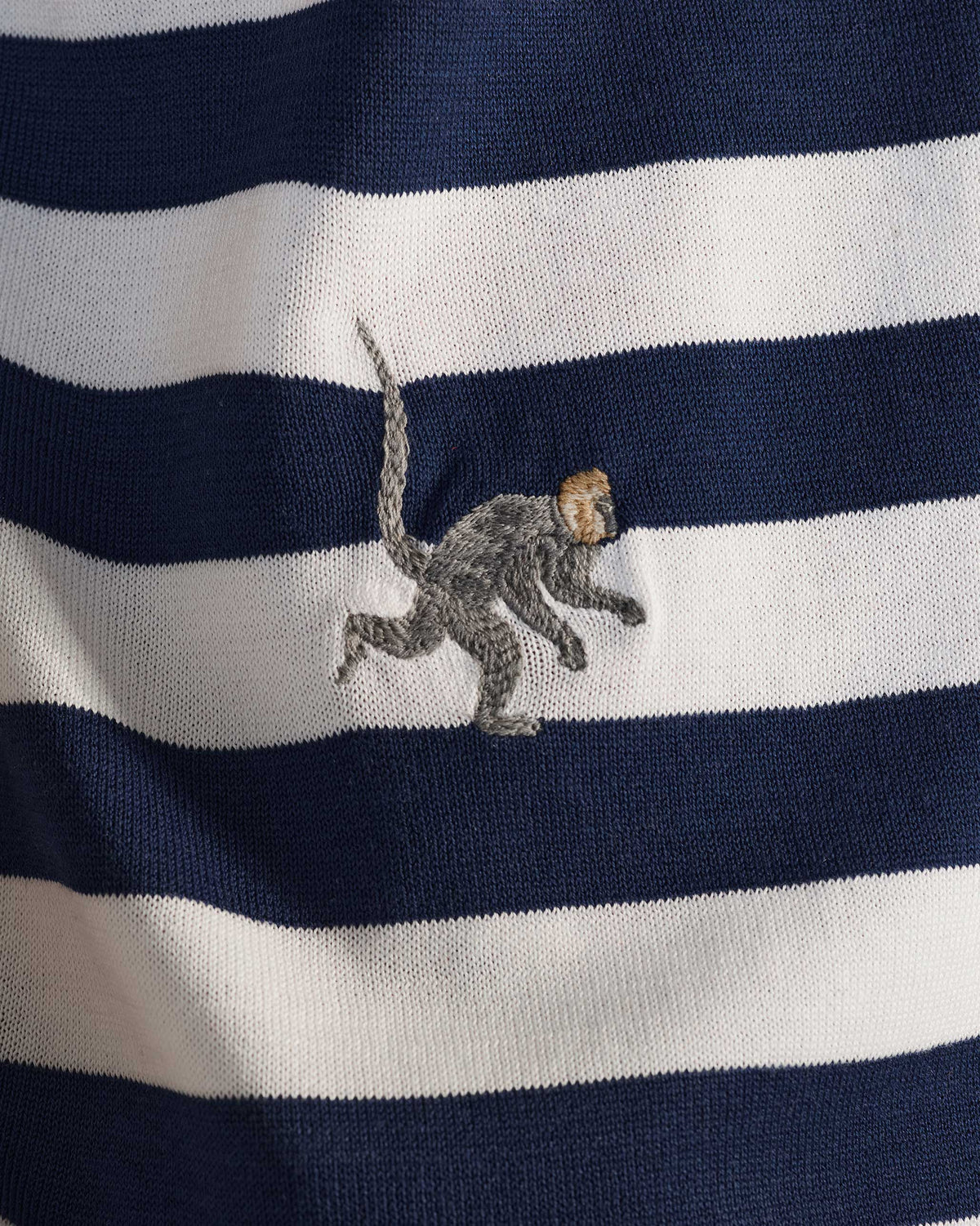 Macaque Polo - Striped Embroidered Cotton Knit Regular Fit