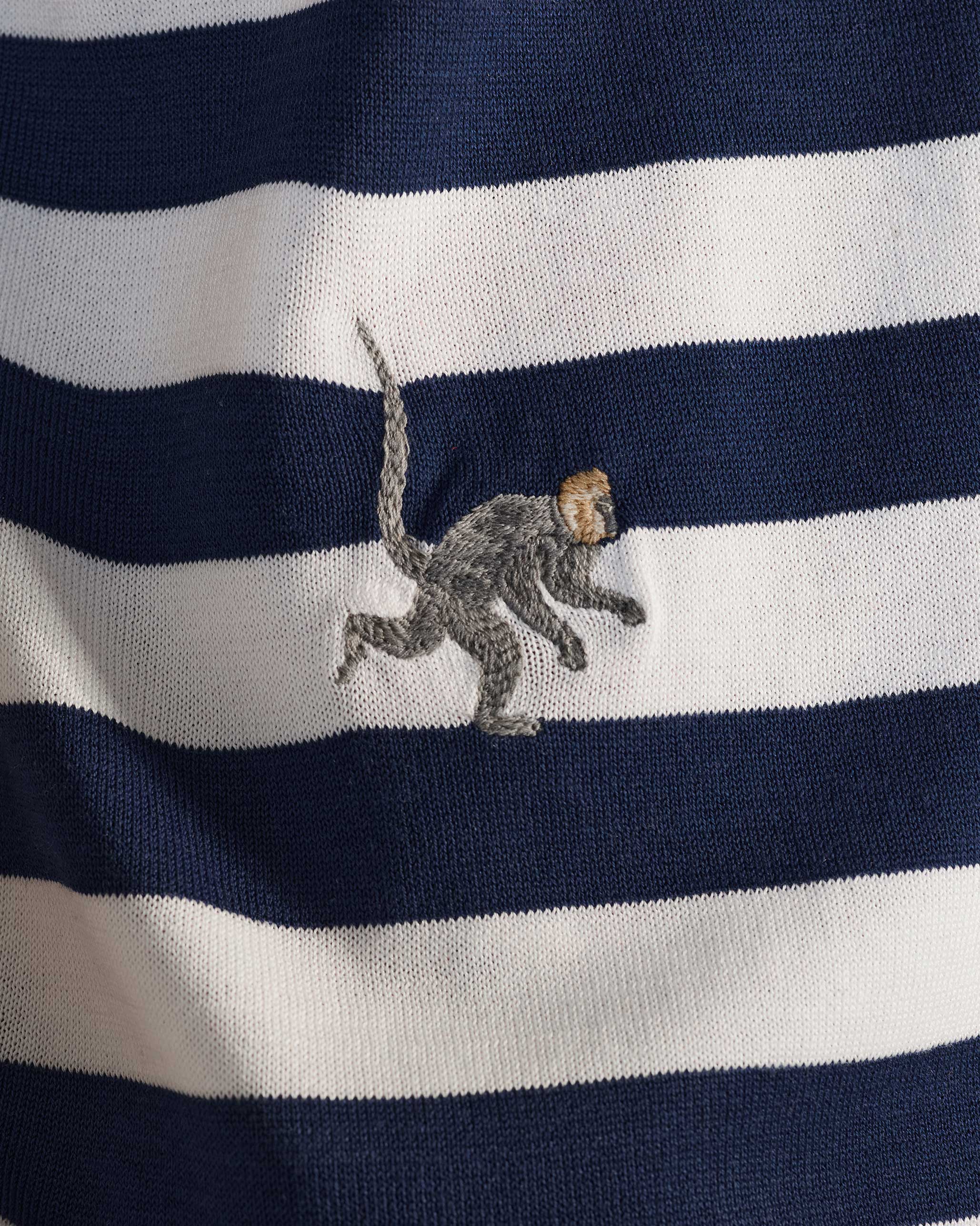 Macaque Polo T-Shirt - White & Navy Stripes