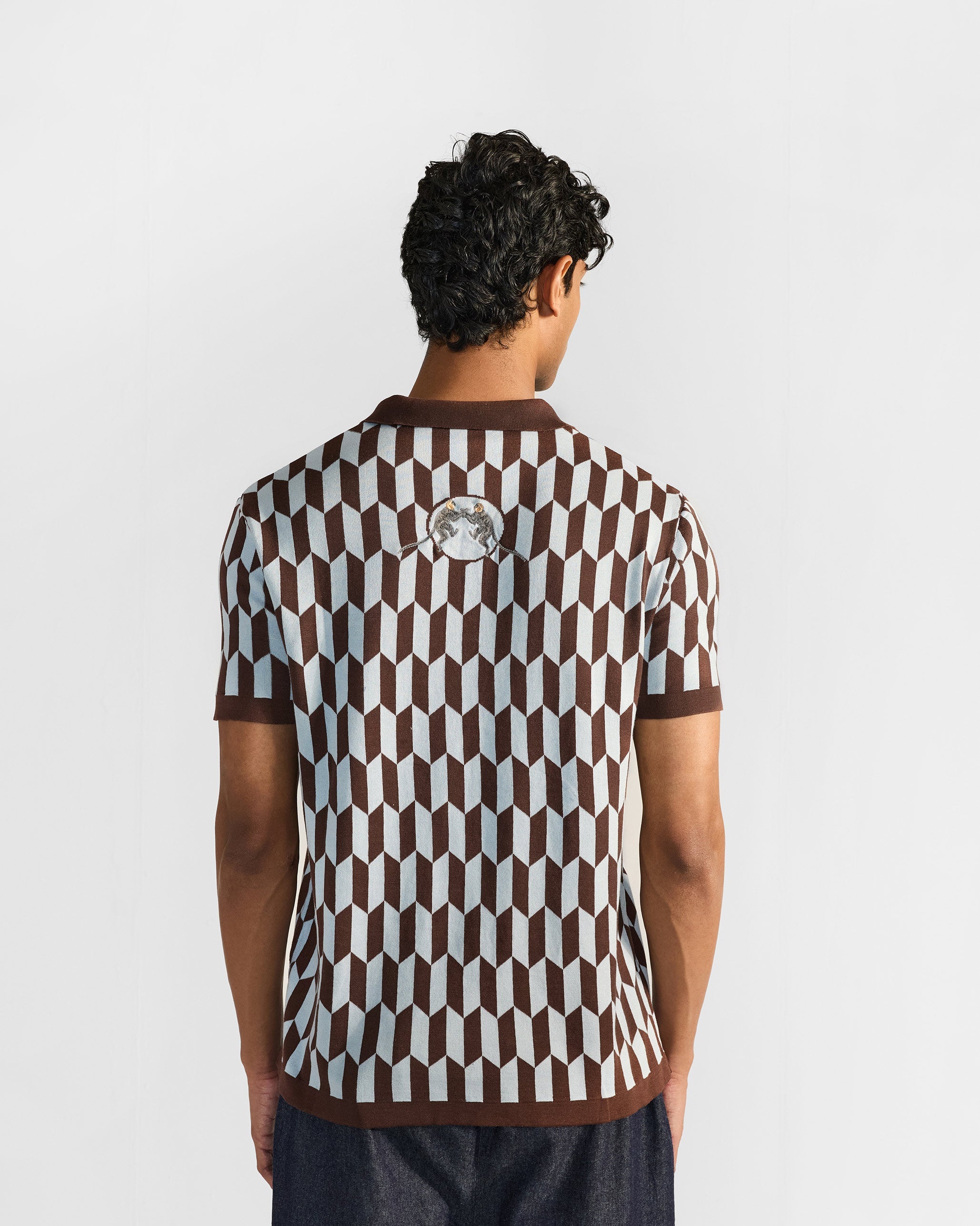 Langur Polo T-Shirt - Brown & Light Grey