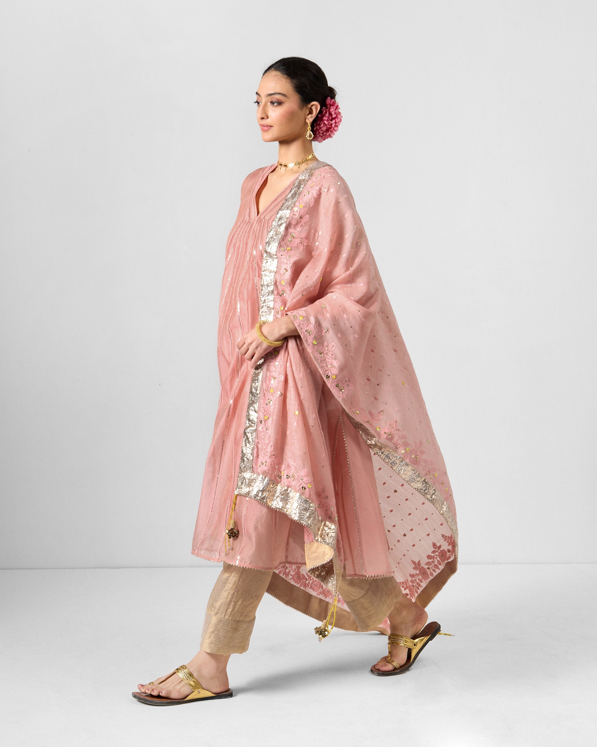 Sukhna Kurta with Slip - Pink Embroidered