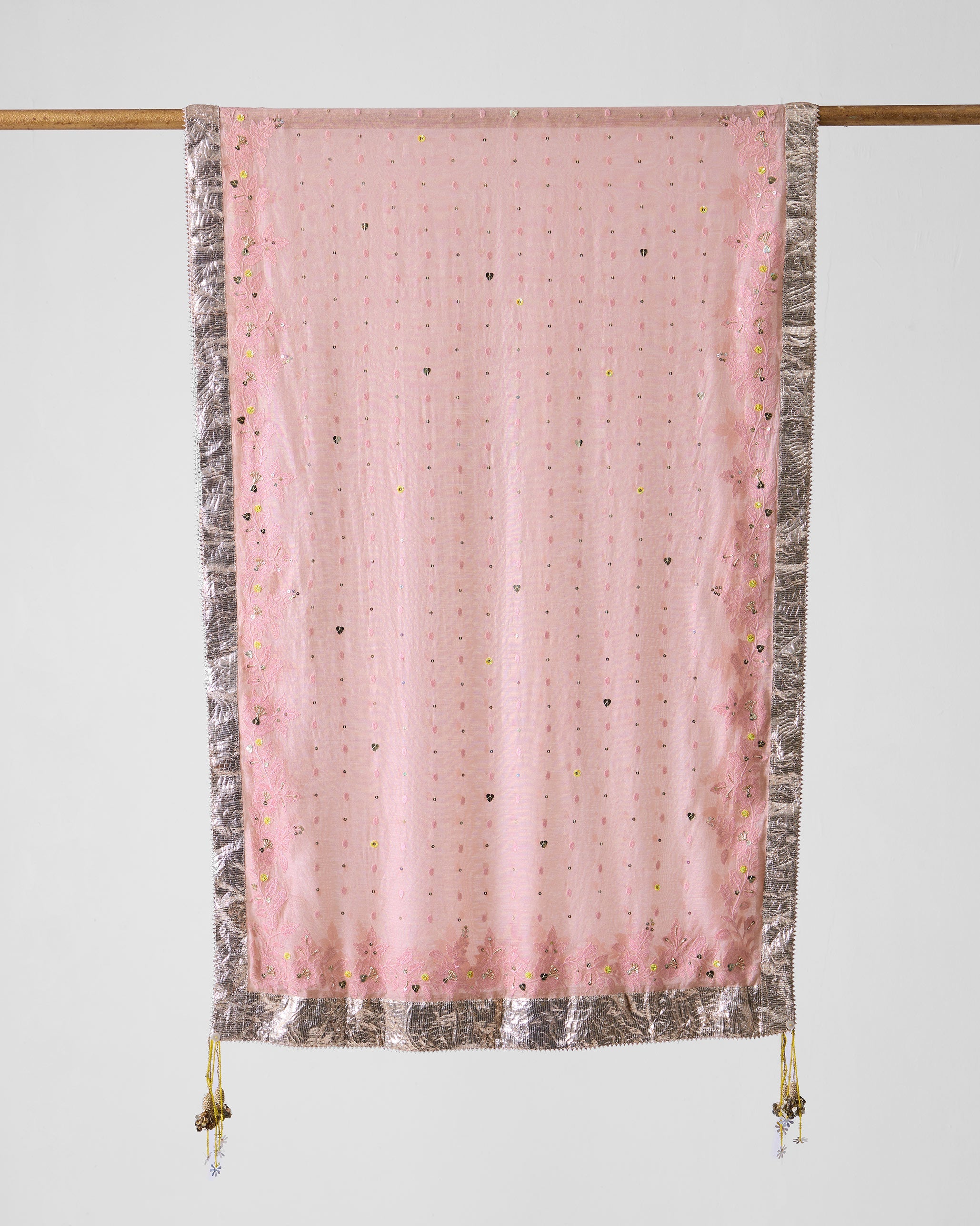 Lila Dupatta - Dust Pink Embroidered
