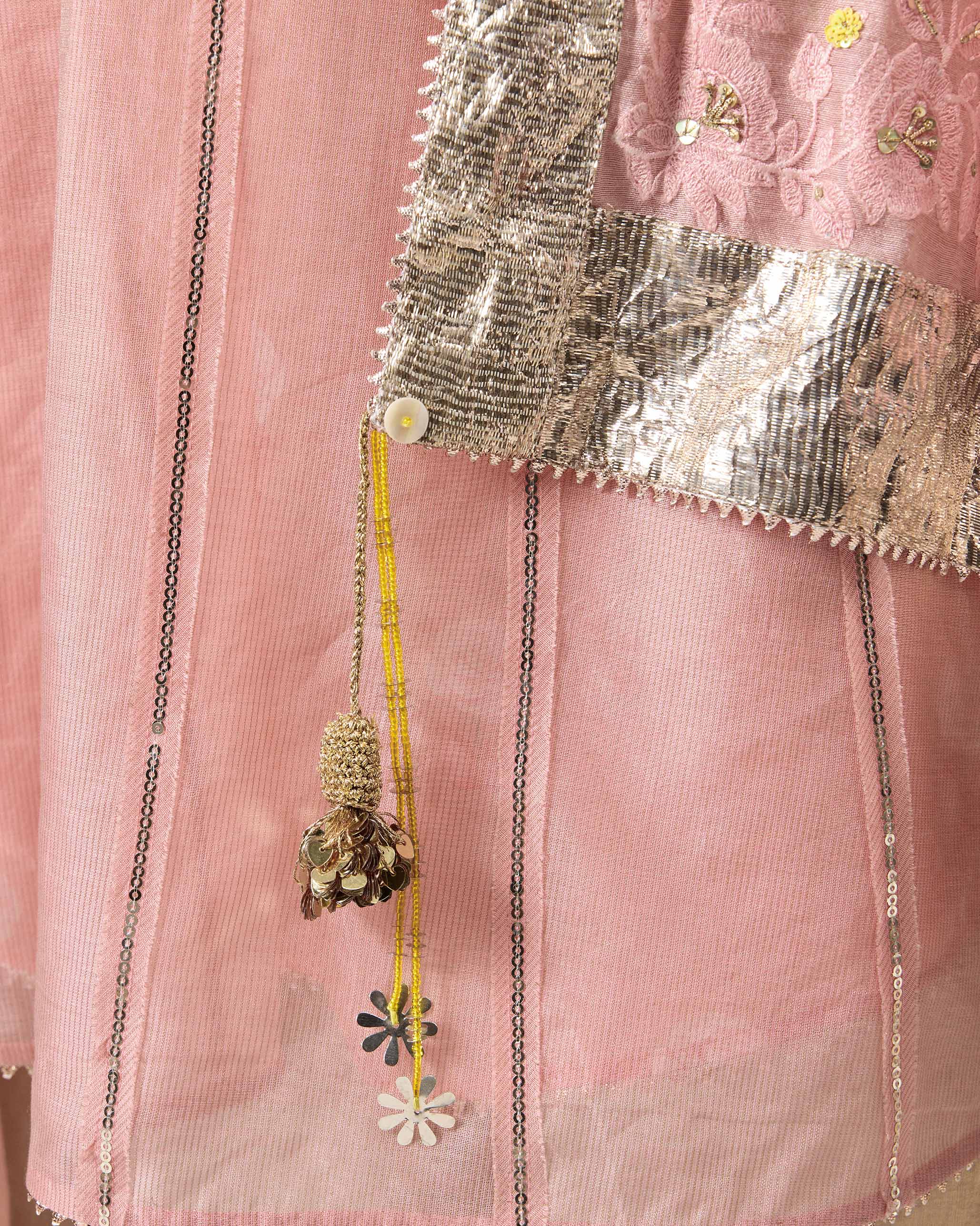 Lila Dupatta - Dust Pink Embroidered