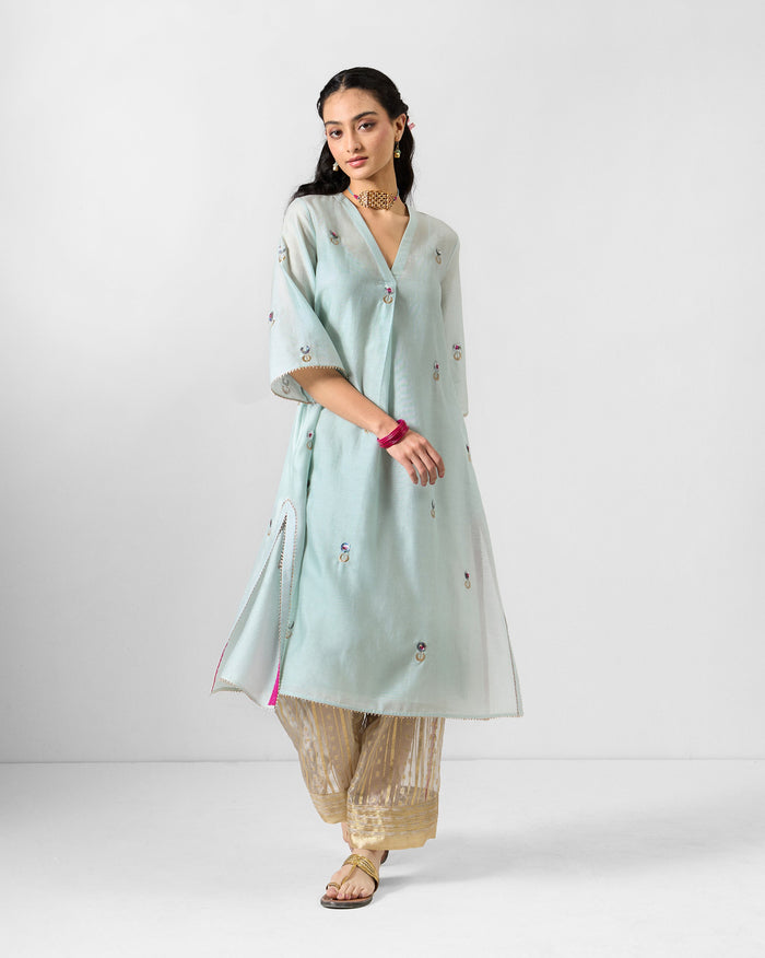 Torna Kurta with Slip - Powder Blue Embroidered