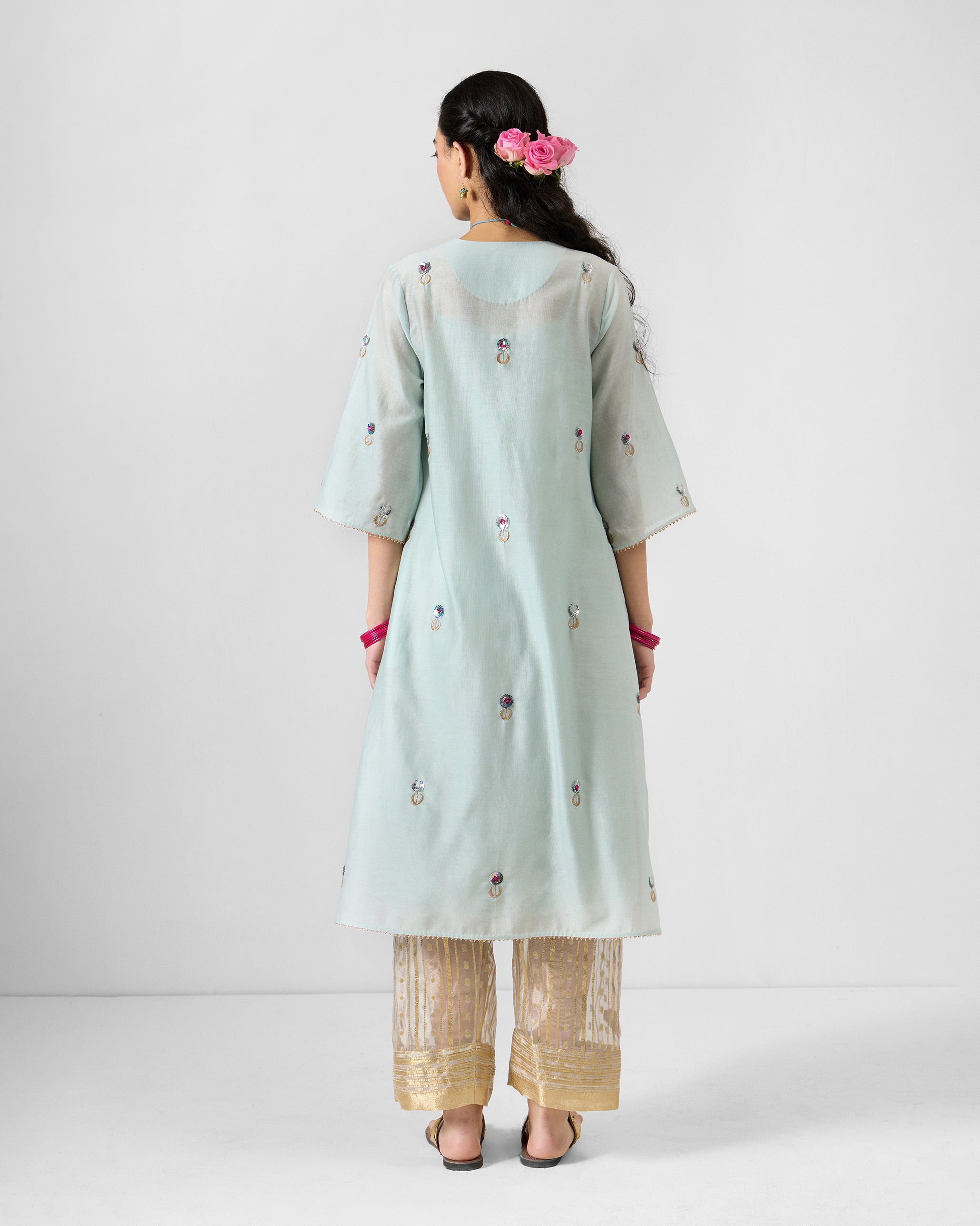 Torna Kurta with Slip - Powder Blue Embroidered