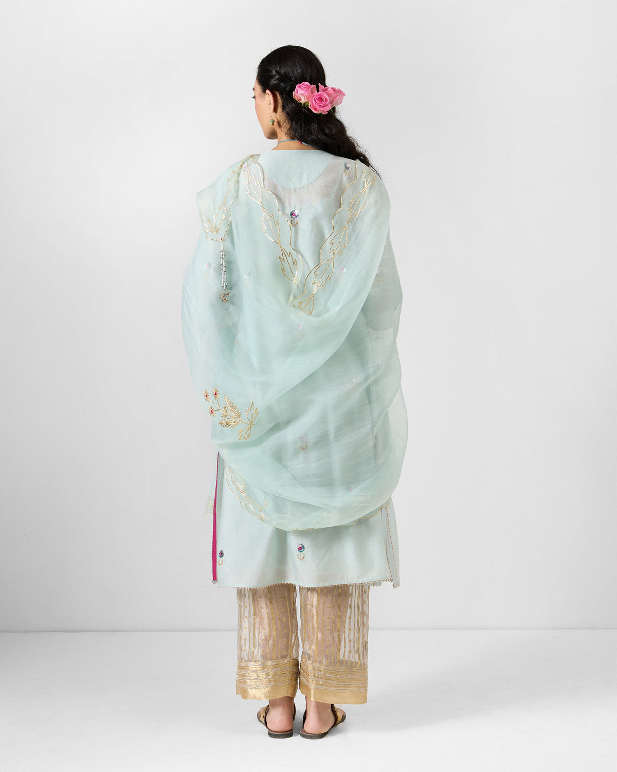 Kasara Dupatta - Powder Blue