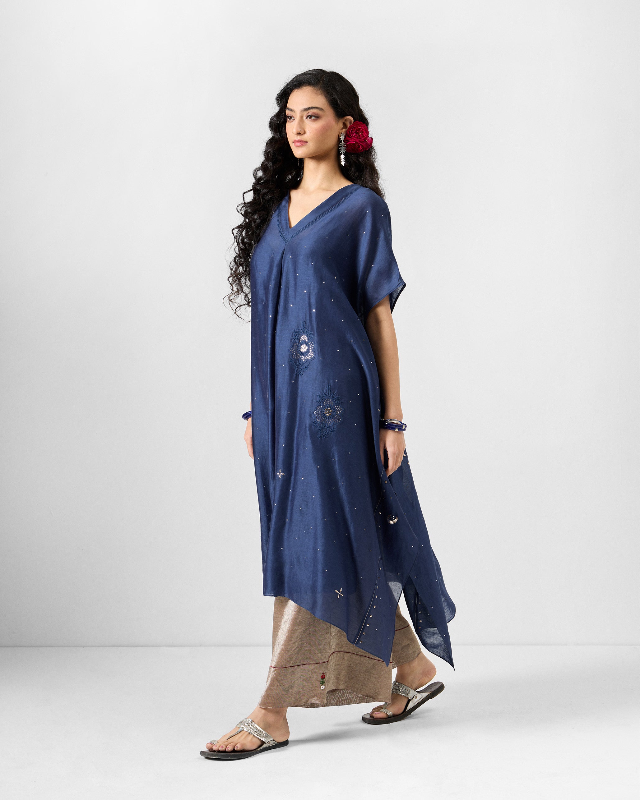 Koyna Kaftan - Indigo Embroidered