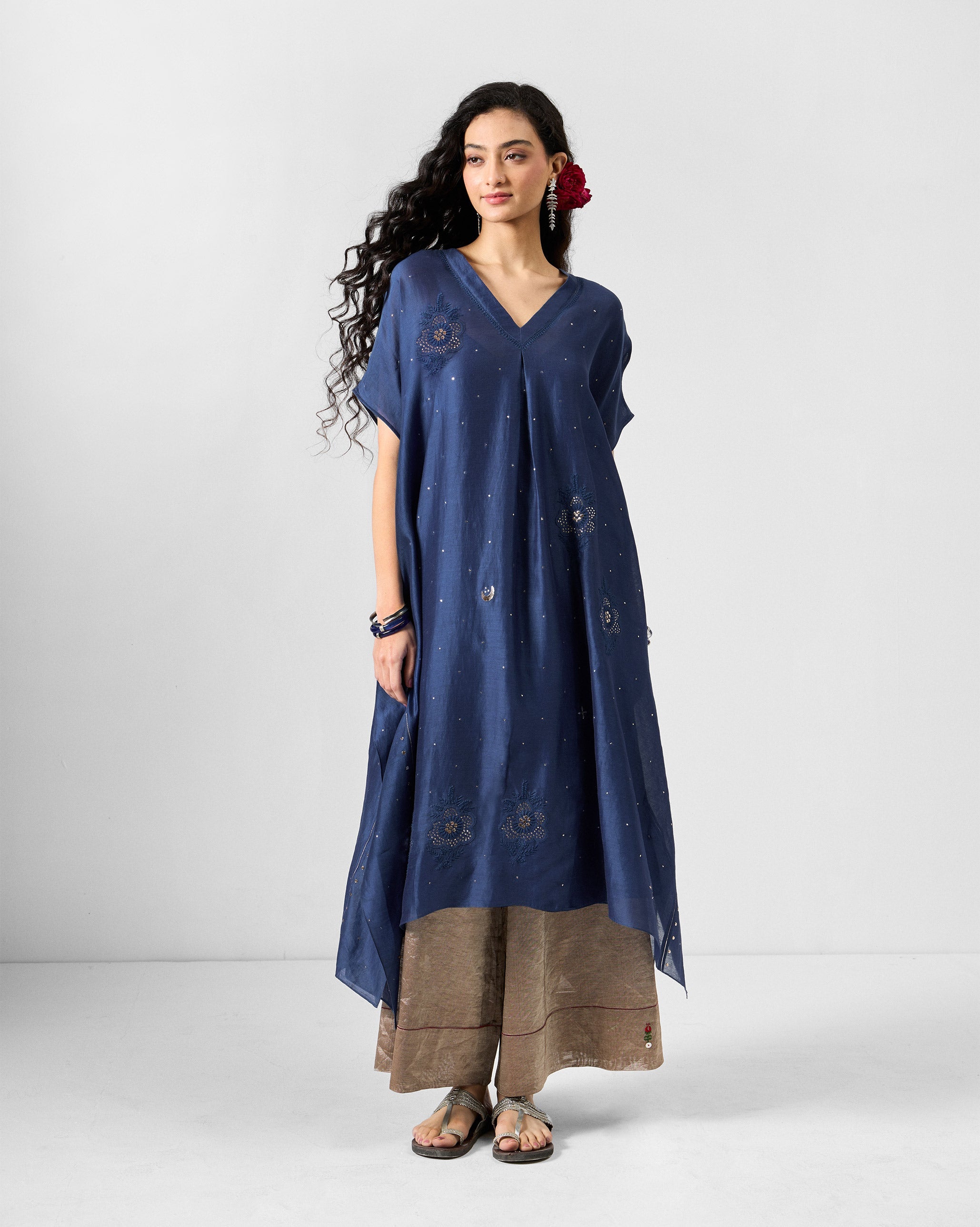 Koyna Kaftan - Indigo Embroidered