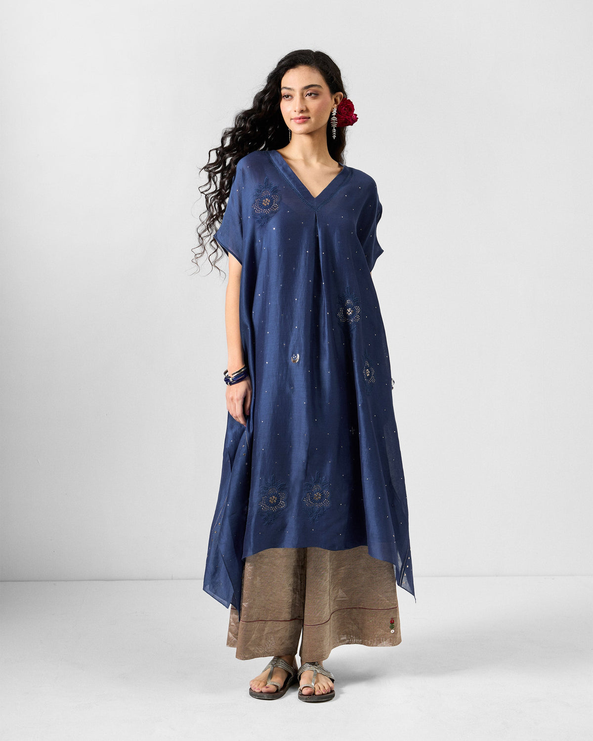 Koyna Kaftan - Indigo Embroidered