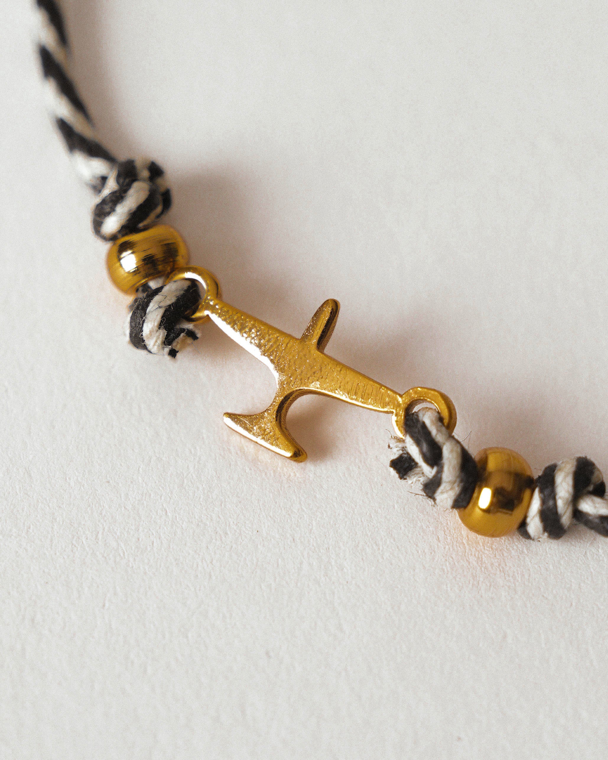 Airplane Rakhi - Charcoal & White Stripes